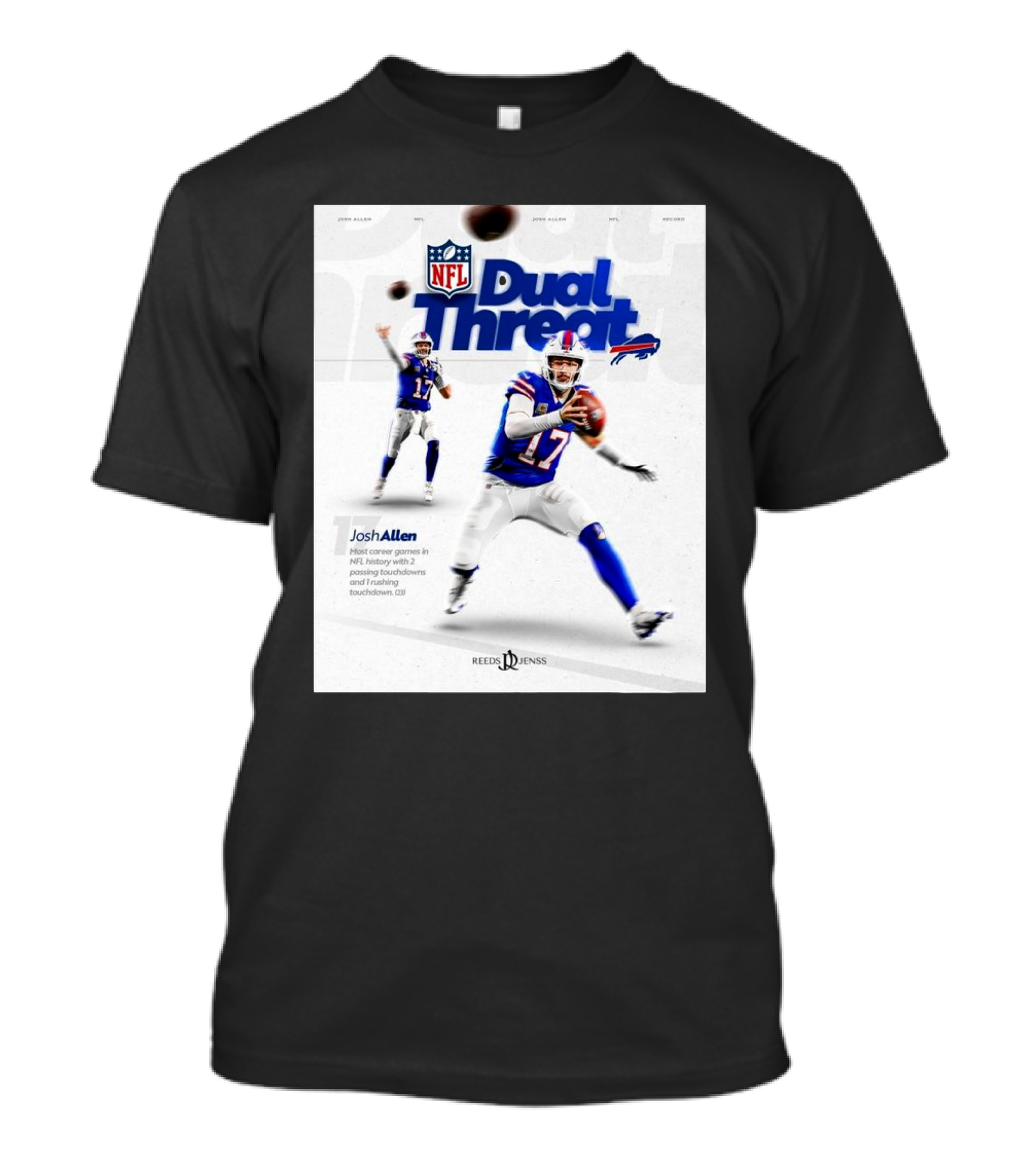 Josh Allen Buffalo Bills Dual Threat NFL Iconic Career Games With Passing Touchdowns T-Shirt