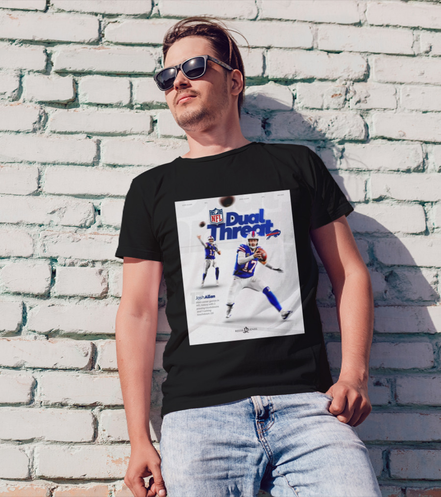 Josh Allen Buffalo Bills Dual Threat NFL Iconic Career Games With Passing Touchdowns T-Shirt