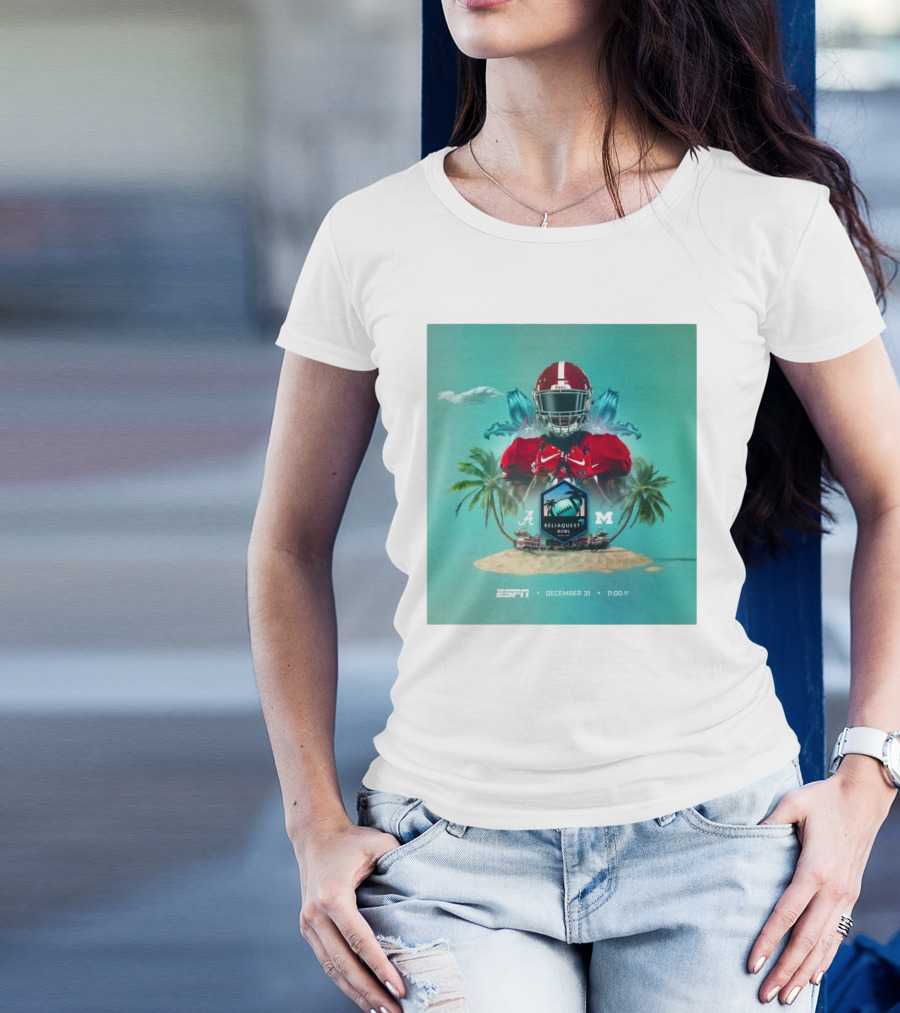 Alabama Crimson Tide Vs Michigan Wolverines Reliaquest Bowl ESPN December 31 11:00 Iconic Football Showdown Tropical T-Shirt