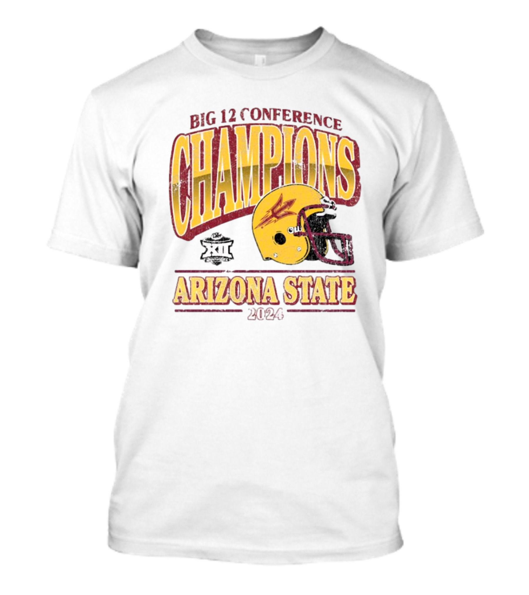 Arizona State Sun Devils 2024 Big 12 Conference Champions Vintage Retro Helmet T-Shirt