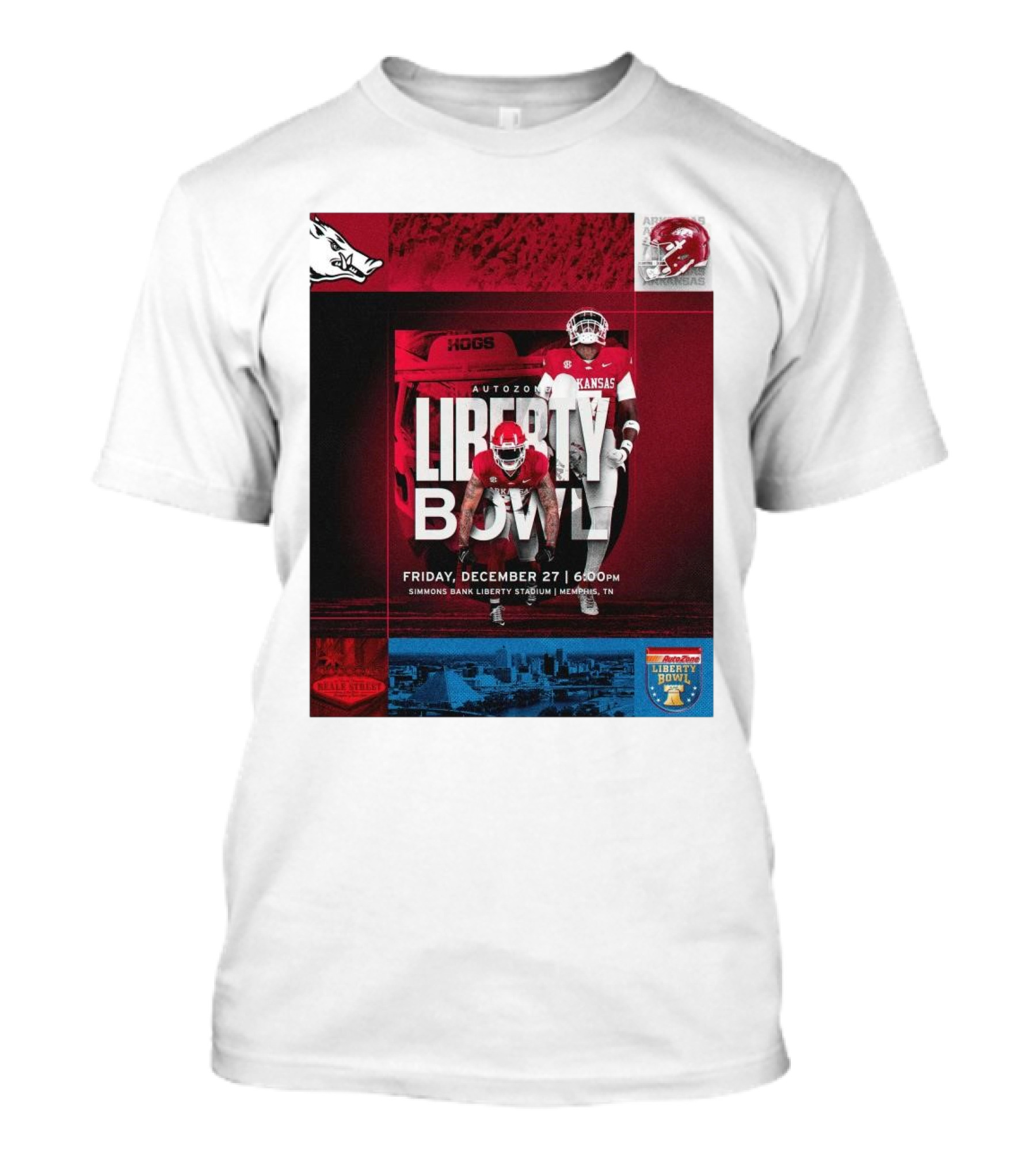 Arkansas Razorbacks Autozone Liberty Bowl Friday December 27 Simmons Bank Liberty Stadium Memphis TN T-Shirt