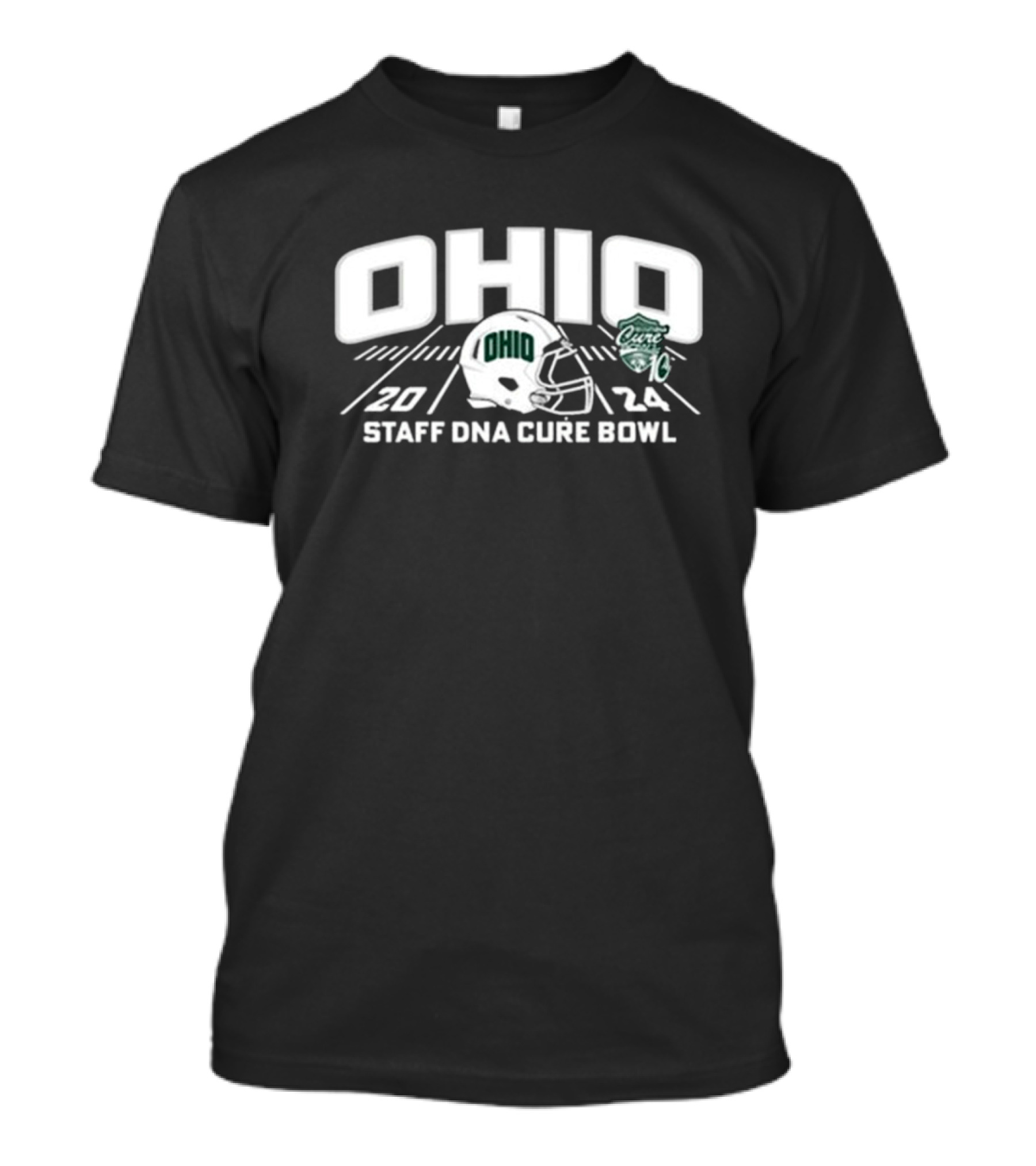 Ohio Bobcats Football 2024 Staff DNA Cure Bowl Football Helmet T-Shirt