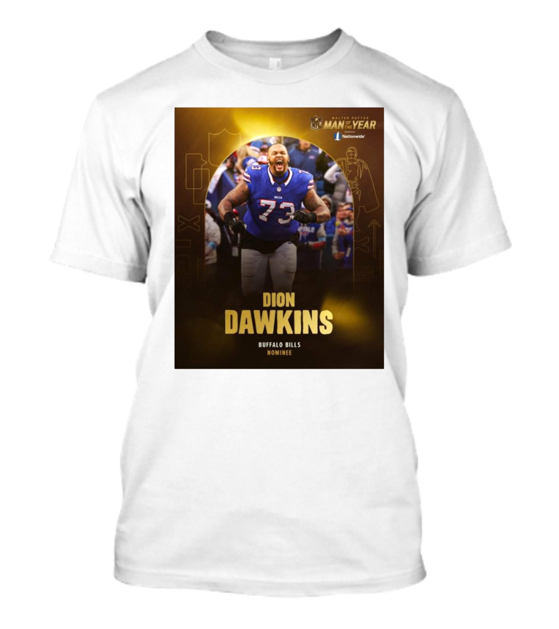 Buffalo Bills Dion Dawkins Walter Payton NFL Man Of The Year Nominee T-Shirt