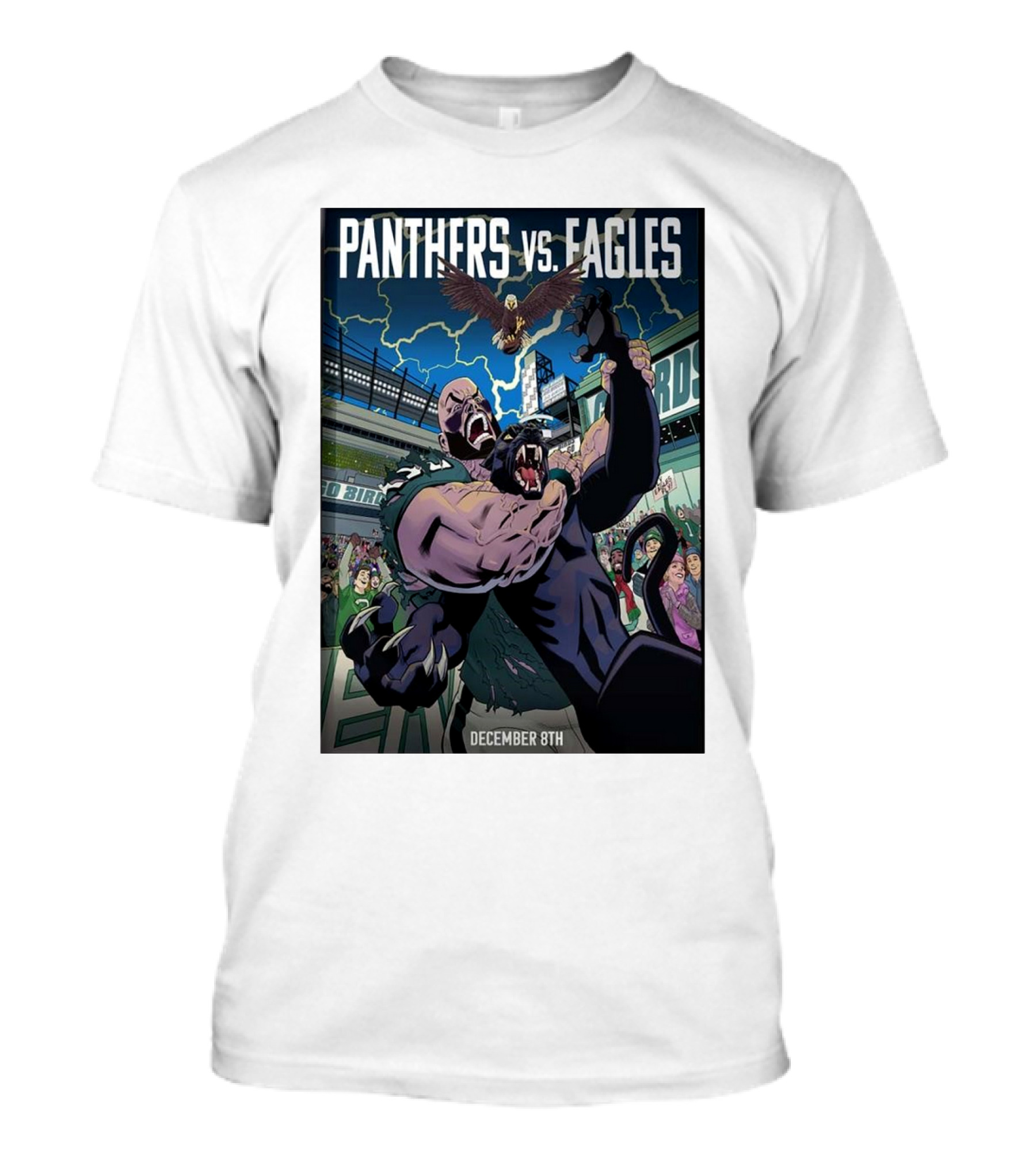 Panthers Vs. Eagles December 8th NFL Game Day Showdown T-Shirt
