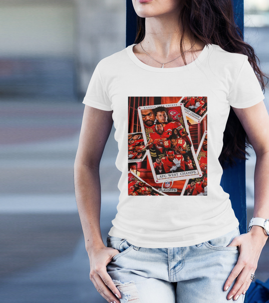 Kansas City Chiefs NFL Playoffs AFC West Champs Playing Cards Collage T-Shirt