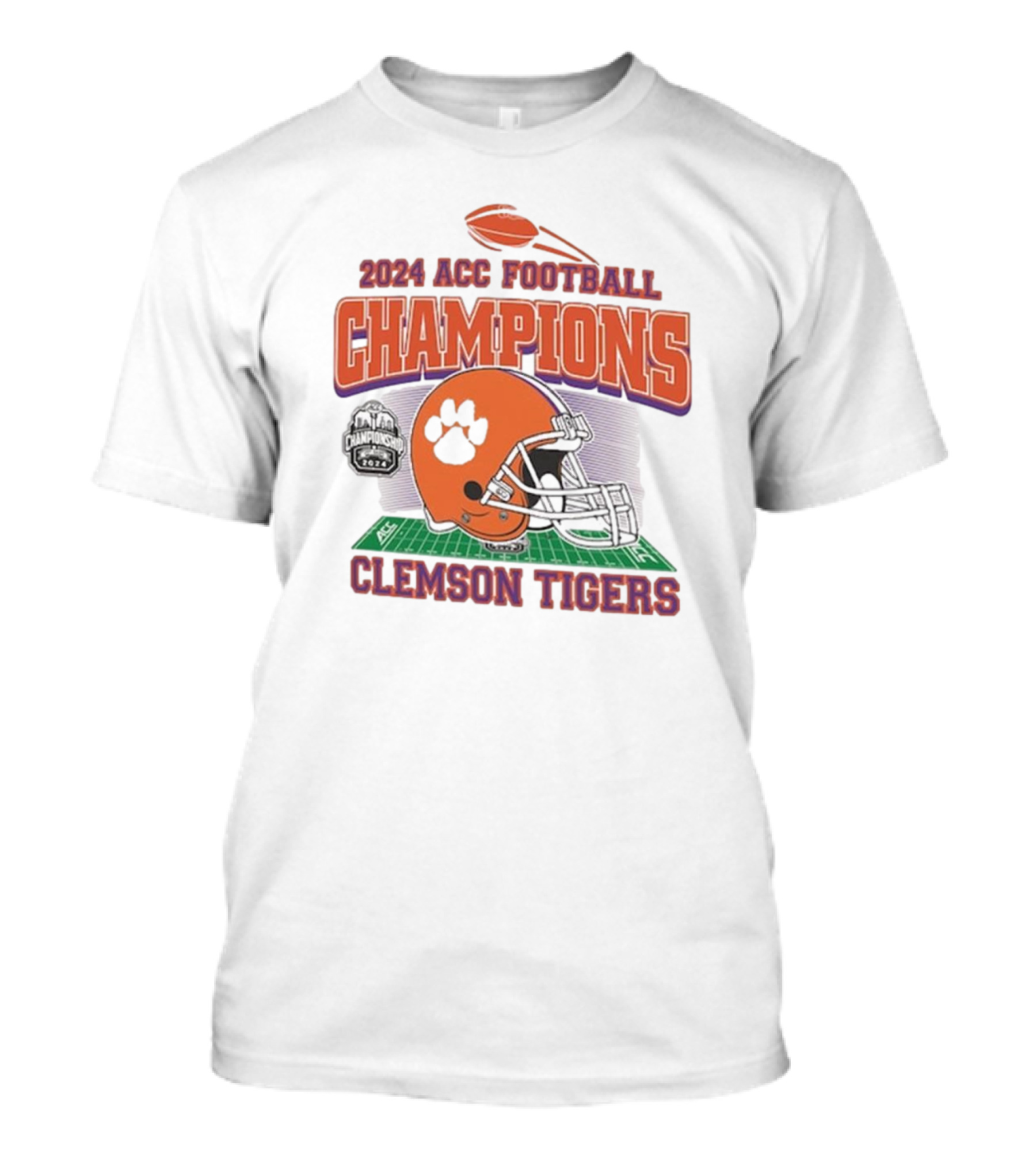 Clemson Tigers 2024 ACC Football Champions Helmet Emblem T-Shirt
