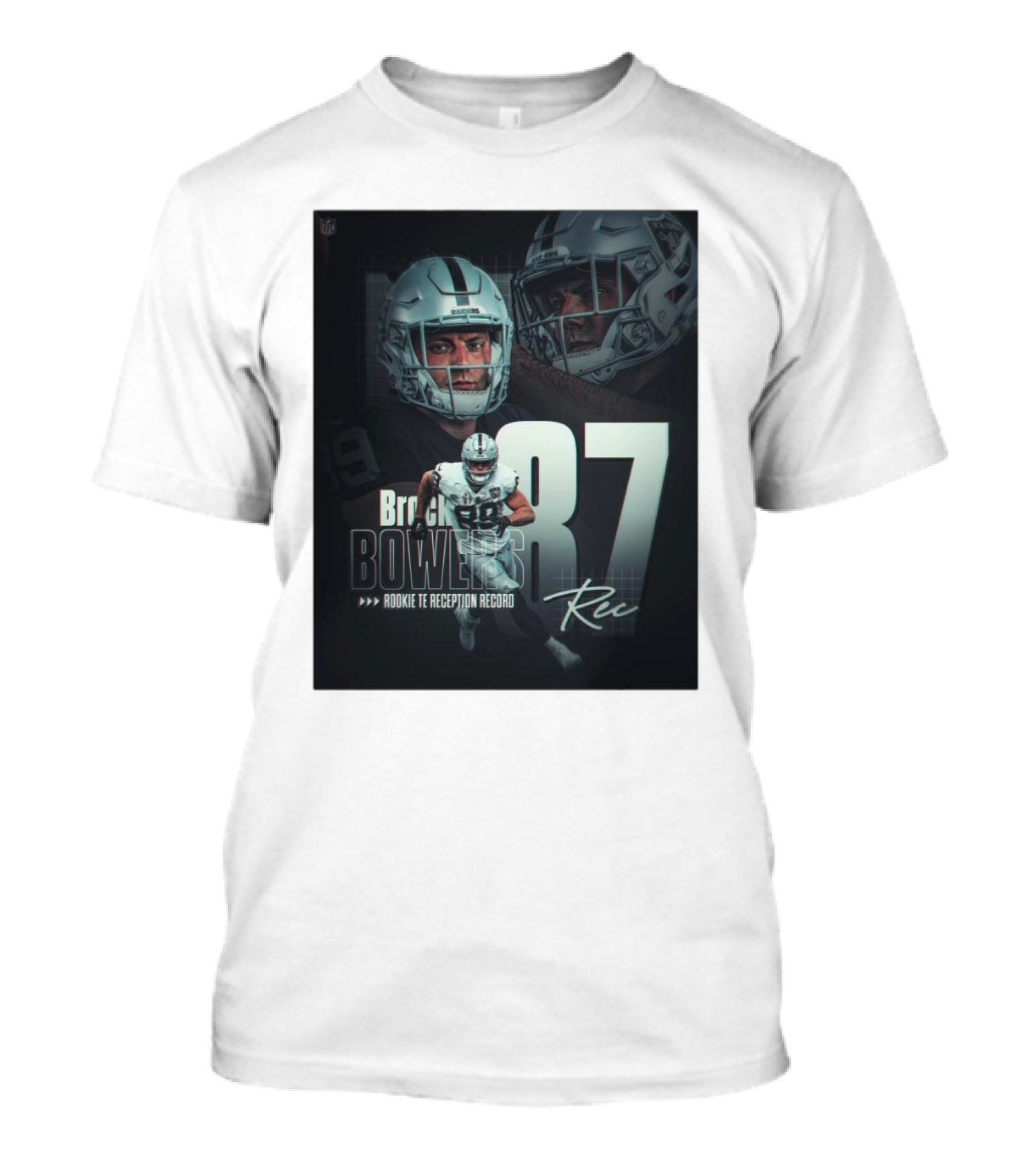 Brock Bowers 87 Rookie TE Reception Record Rec Signature Raiders T-Shirt