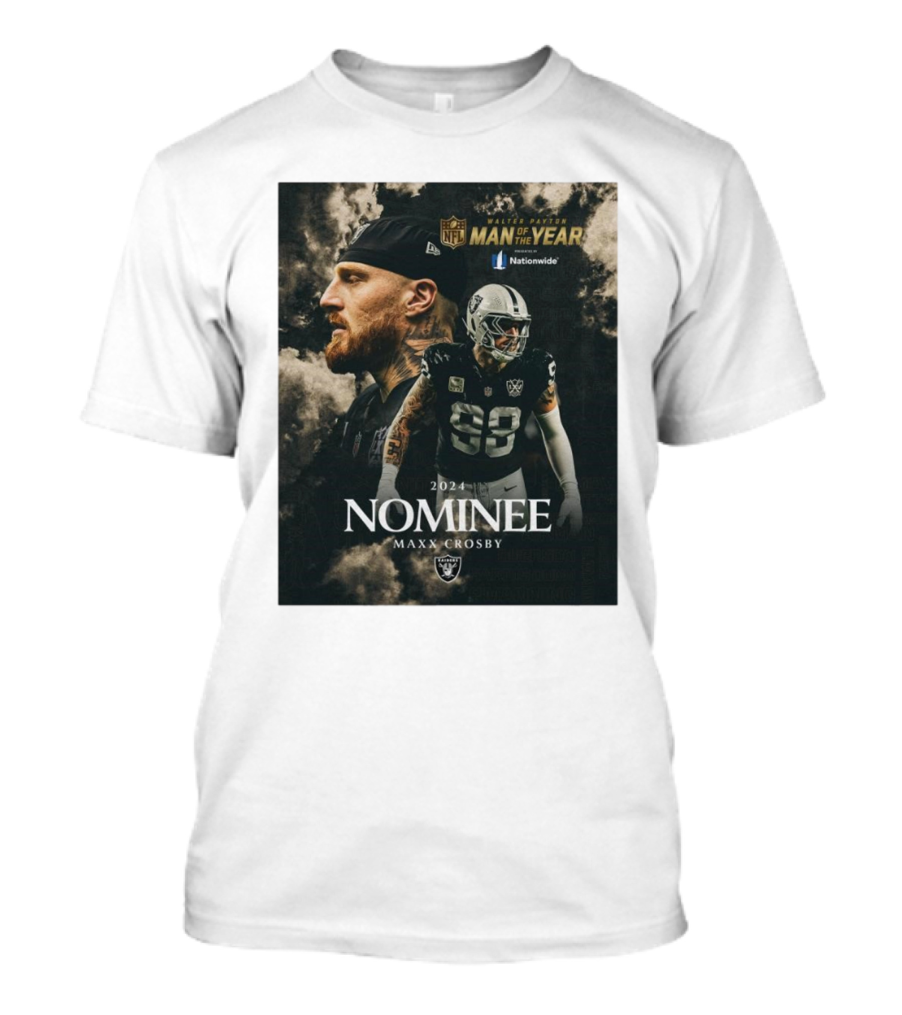 Las Vegas Raiders Maxx Crosby 2024 Walter Payton NFL Man Of The Year Nominee Player Highlight T-Shirt