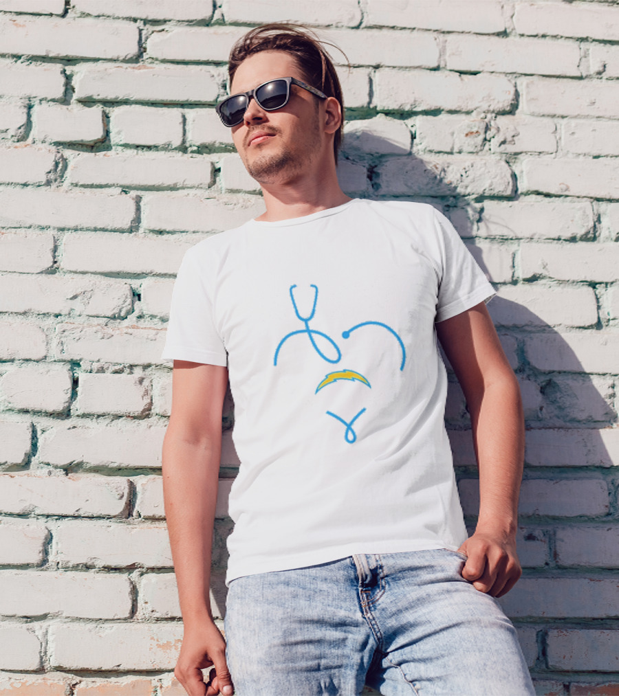 Los Angeles Chargers Nurse Heart Stethoscope T-Shirt