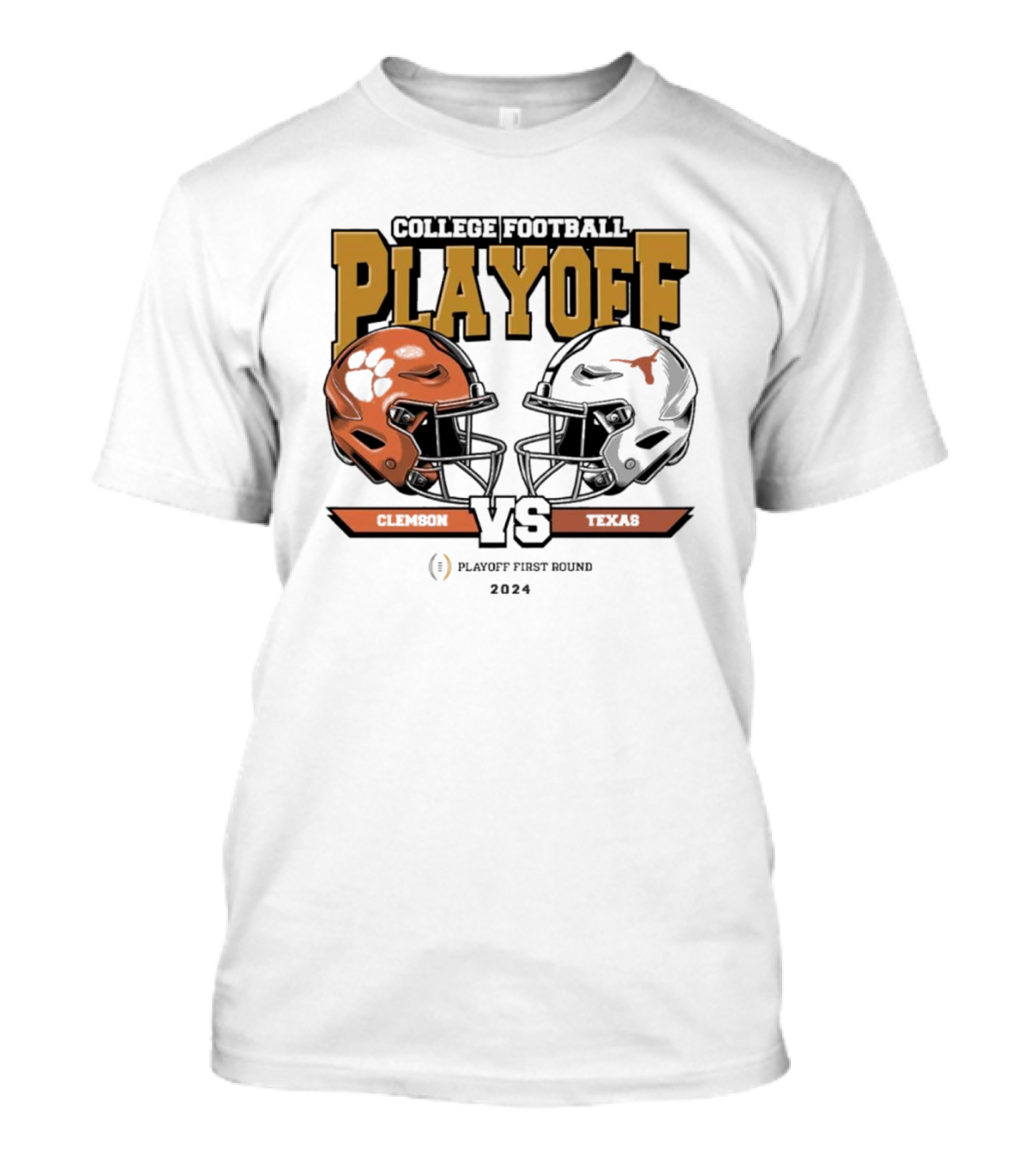 Clemson Tigers Vs Texas Longhorns Helmet College Football Playoff 2024 First Round Clash T-Shirt