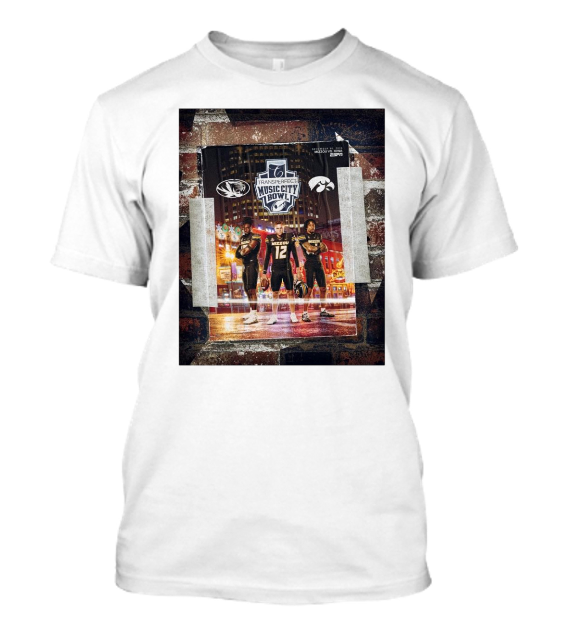 Missouri Tigers Vs Iowa Hawkeyes Transperfect Music City Bowl December 30 2024 Nashville Football Showdown T-Shirt