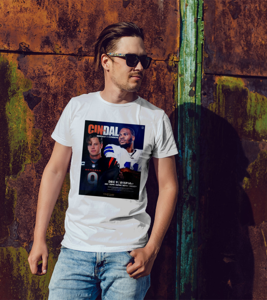 CIN Vs DAL Bengals Vs Cowboys December 9 2024 8:15 PM ET ABC ESPN ESPN2 ESPN+ Disney+ T-Shirt