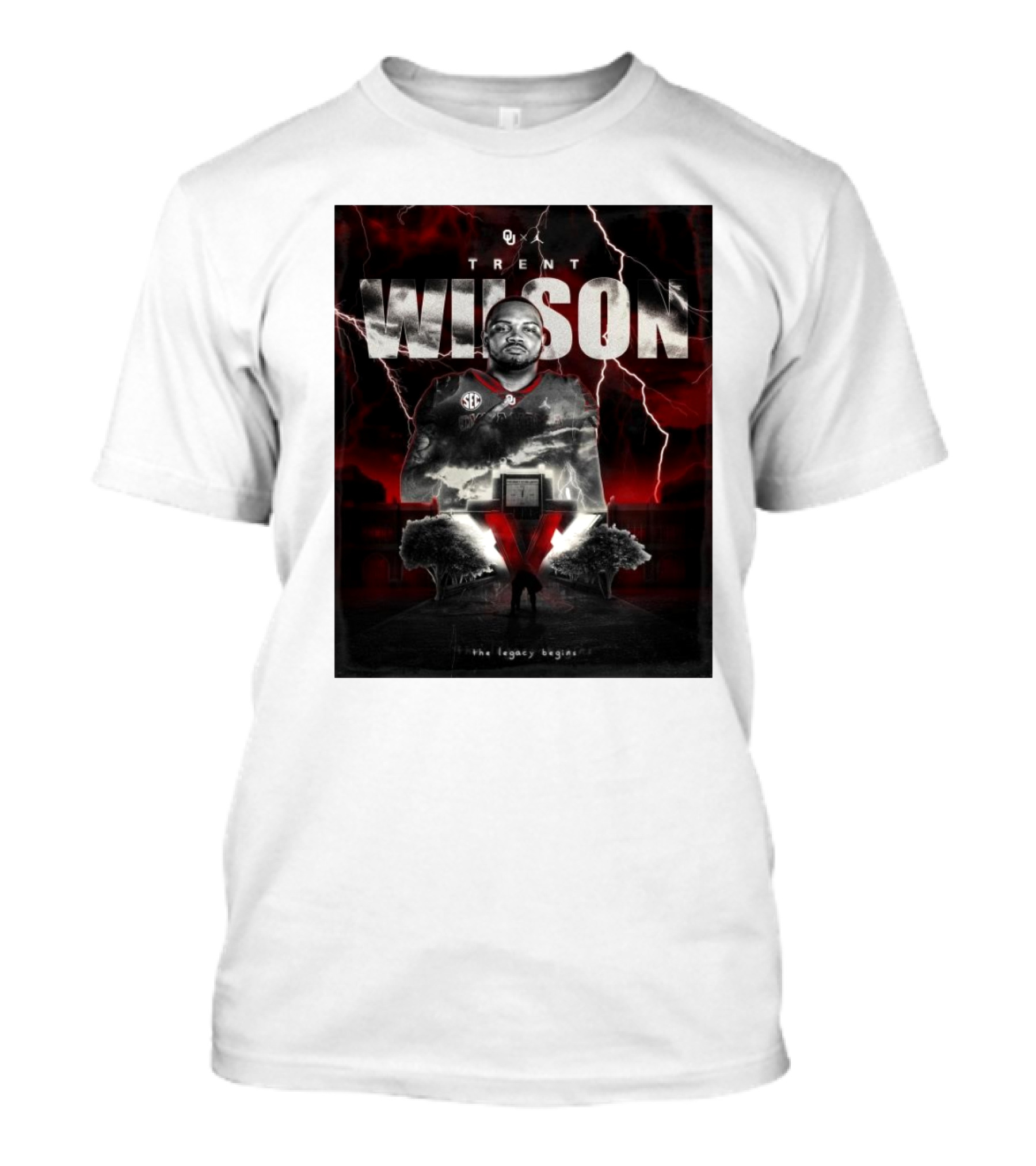 Oklahoma Sooners Trent Wilson The Legacy Begins XXV Bold Lightning Strikes SEC Football Montage T-Shirt
