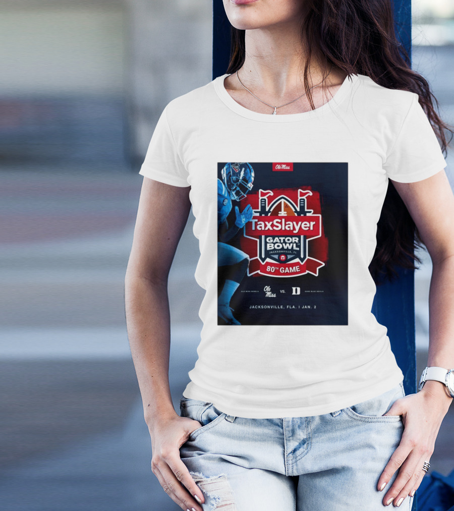 Ole Miss Rebels Vs Duke Blue Devils TaxSlayer Gator Bowl 80th Game Jacksonville Fla Jan 2 T-Shirt