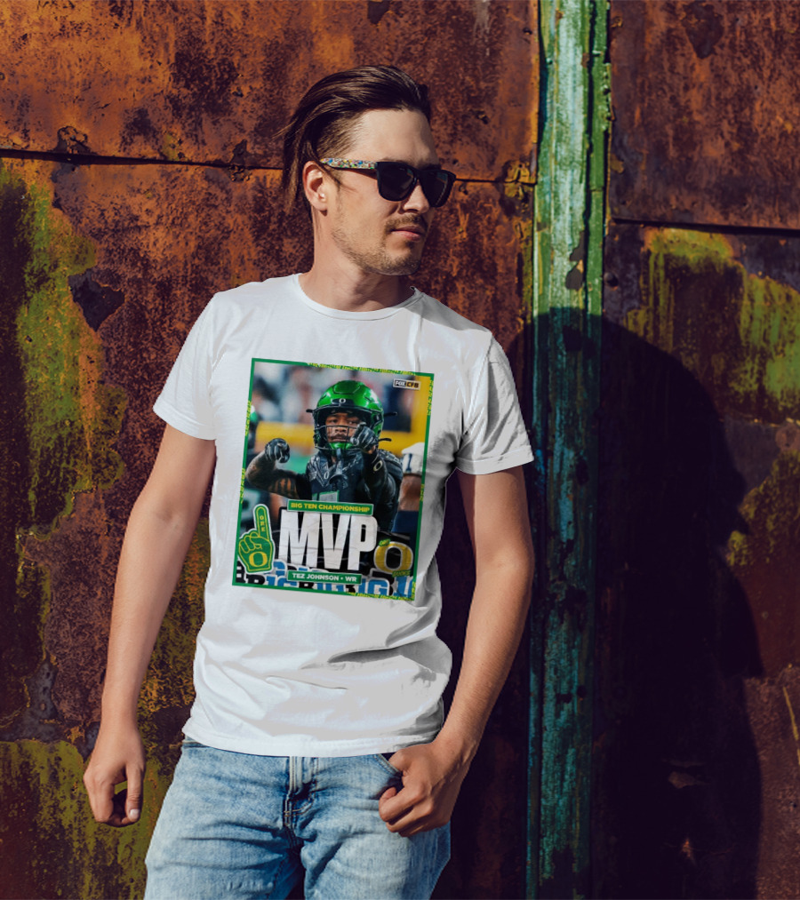 Oregon Ducks Tez Johnson WR Big Ten Championship MVP Football Gesture T-Shirt