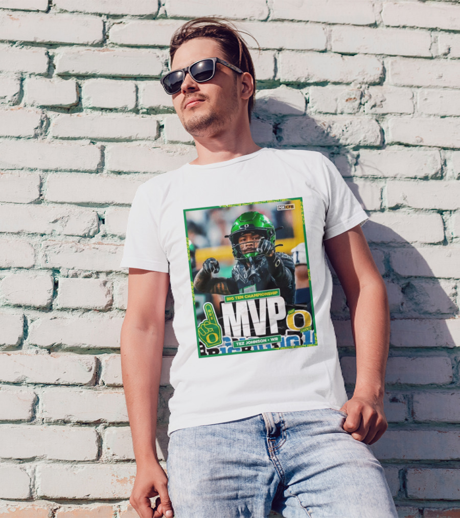 Oregon Ducks Tez Johnson WR Big Ten Championship MVP Football Gesture T-Shirt