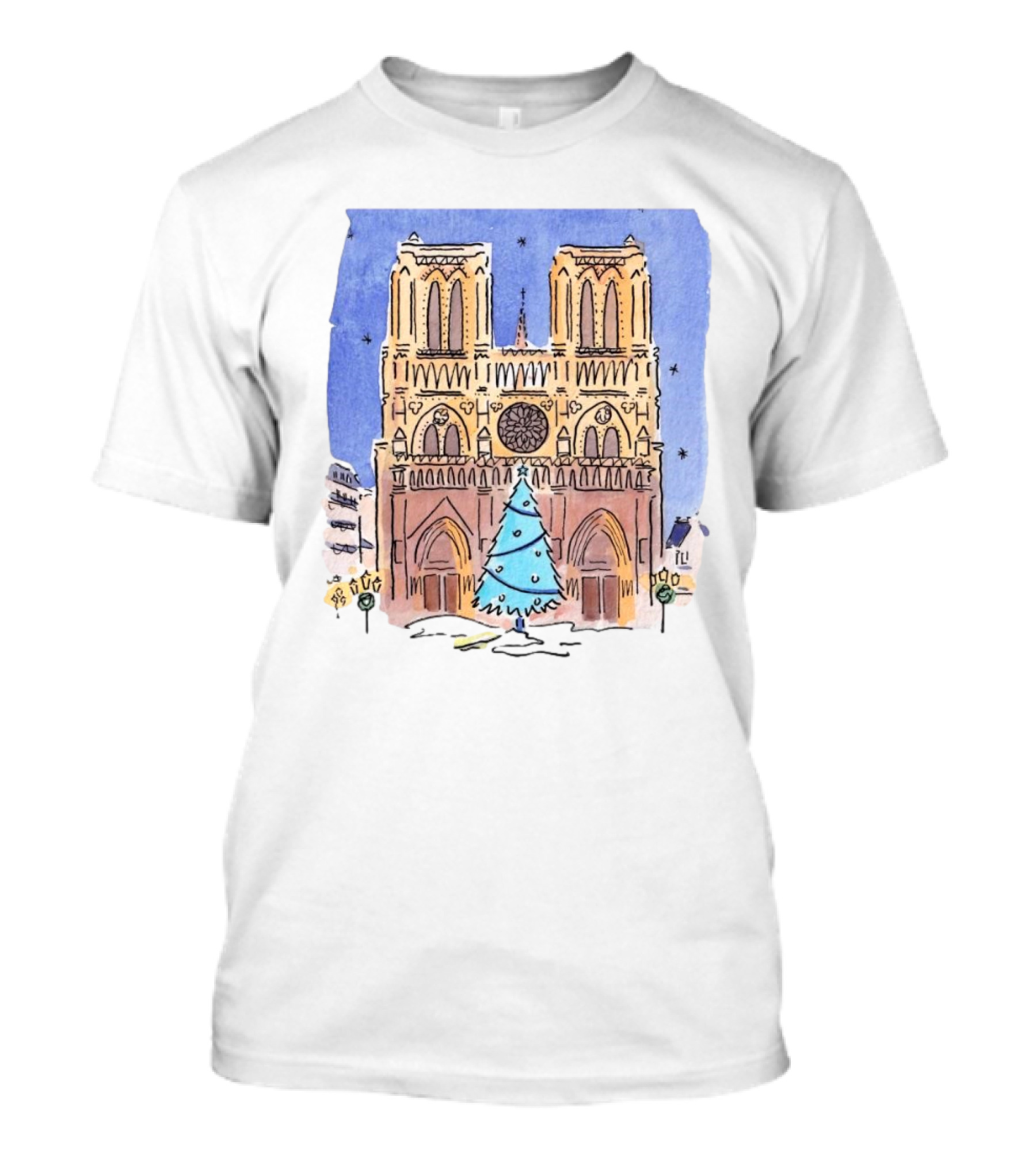Notre Dame Reopening Christmas 2024 Jacqueline Kerr Painting T-Shirt
