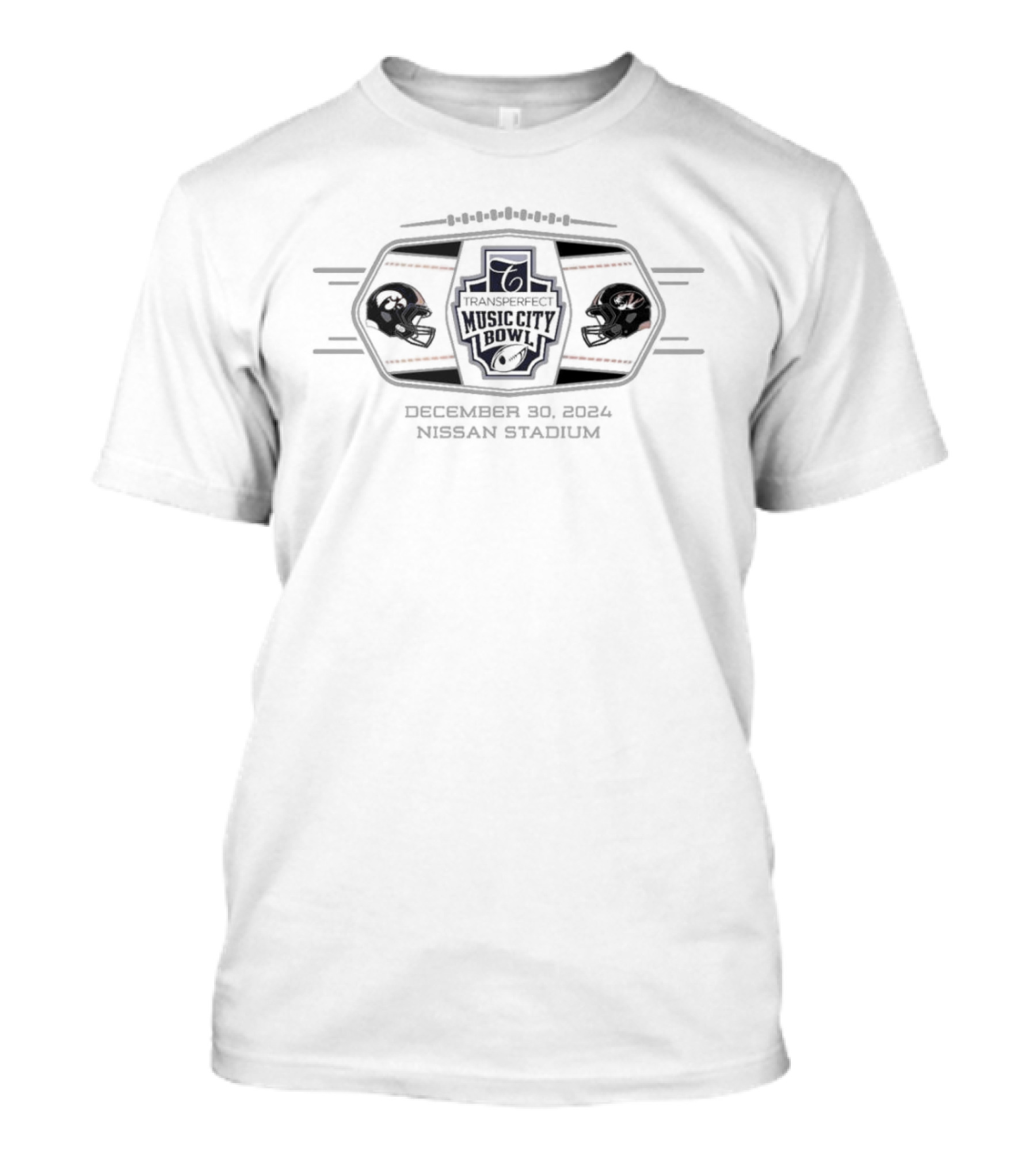 Iowa Hawkeyes Vs Missouri Tigers 2024 TransPerfect Music City Bowl December 30 Nissan Stadium T-Shirt