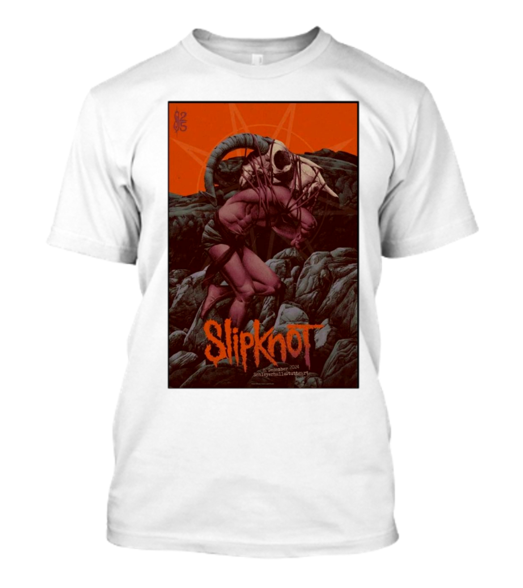Slipknot December 8 2024 Schleyerhalle Stuttgart Germany Concert Poster With Goat Head T-Shirt