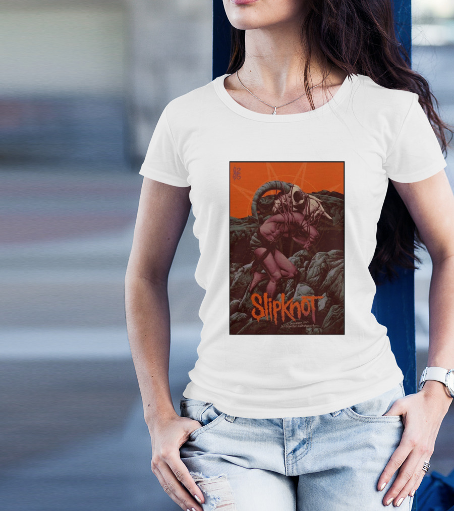 Slipknot December 8 2024 Schleyerhalle Stuttgart Germany Concert Poster With Goat Head T-Shirt