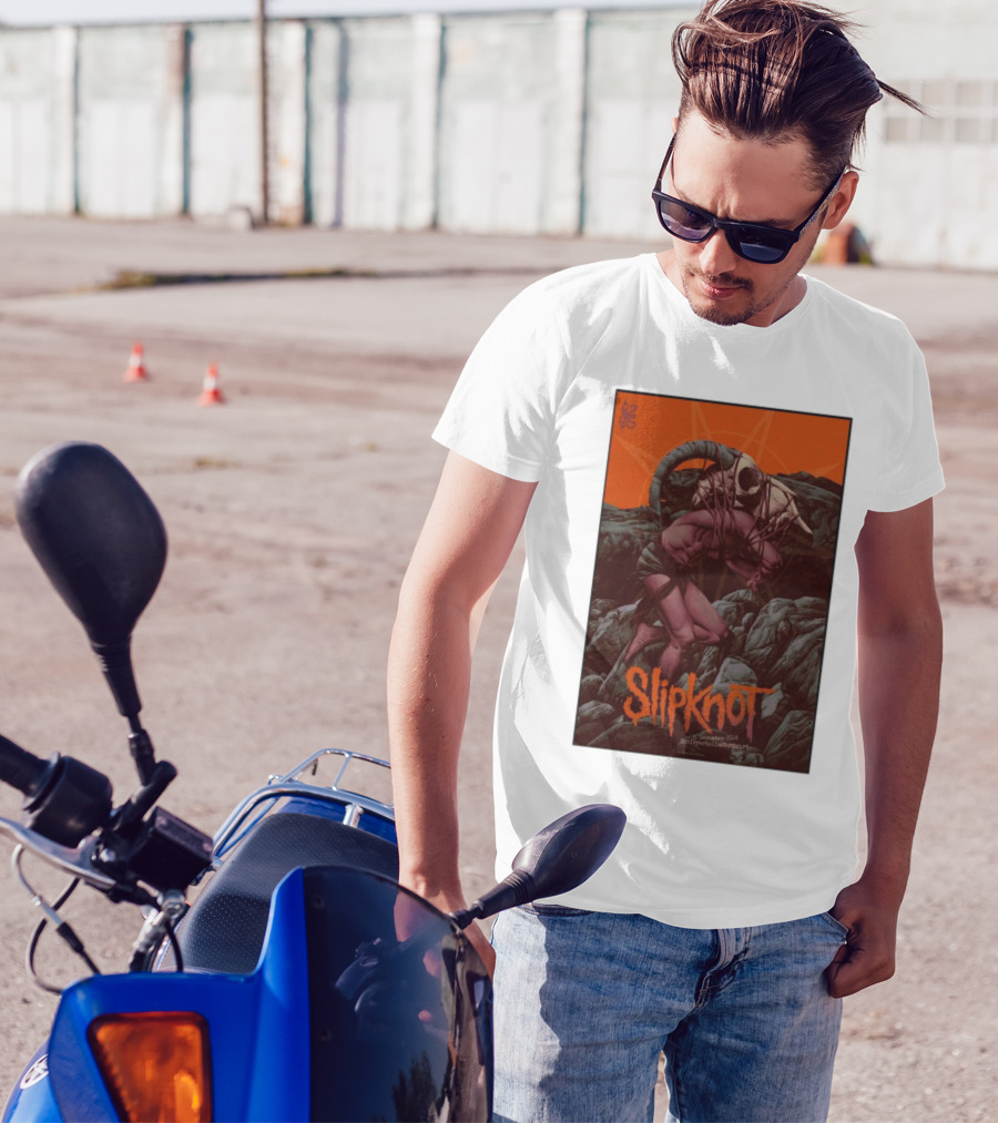 Slipknot December 8 2024 Schleyerhalle Stuttgart Germany Concert Poster With Goat Head T-Shirt
