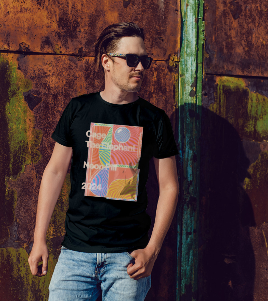 Cage The Elephant Terracotta Abstract Neon Pill T-Shirt
