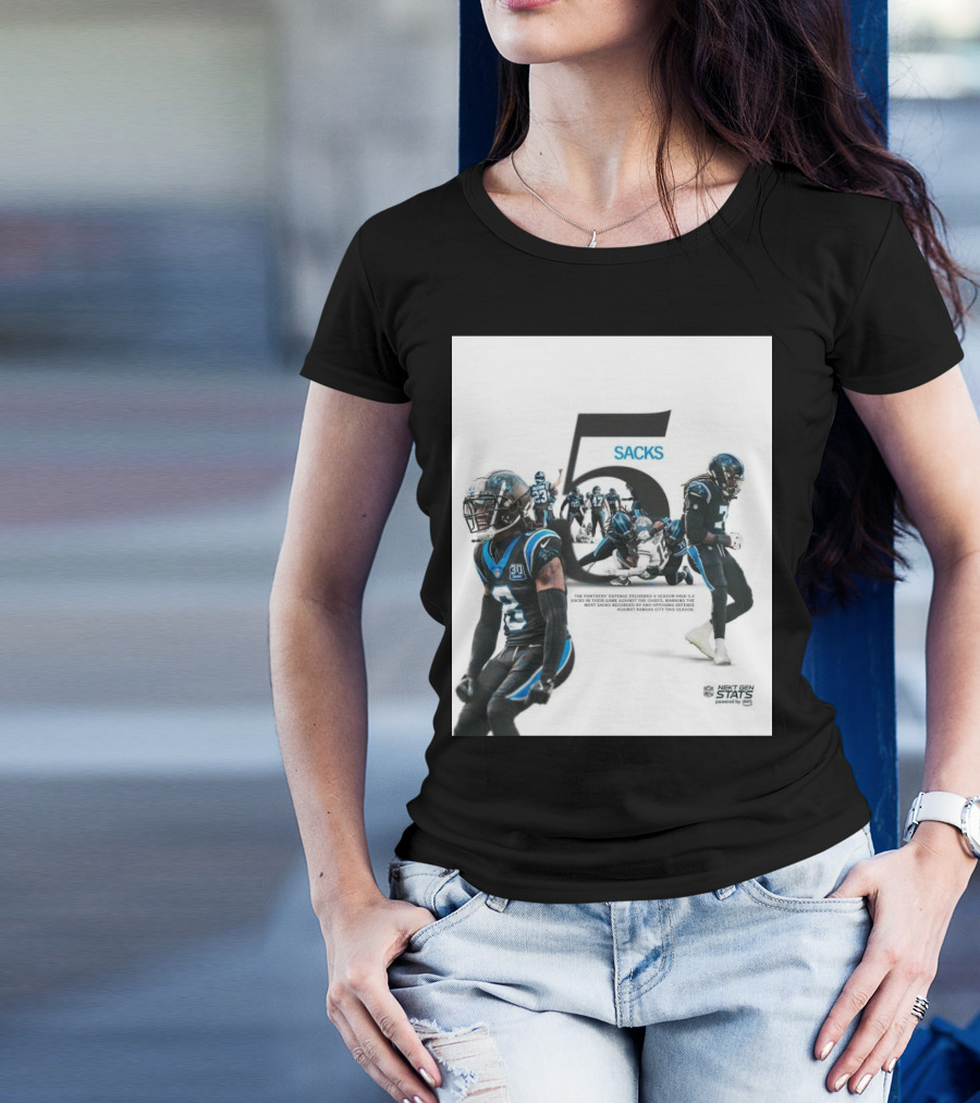 Carolina Panthers 5 Sacks Season-High Game Against Chiefs NFL Next Gen Stats T-Shirt