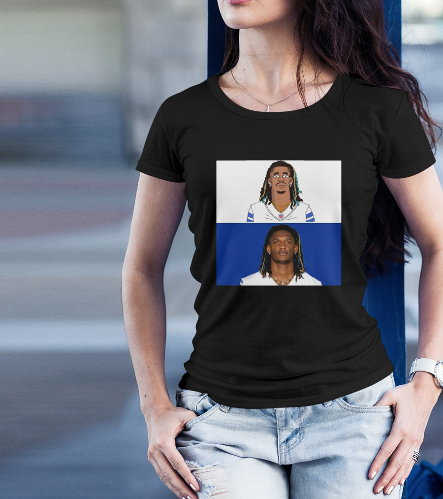 CeeDee Lamb Dallas Cowboys Meet The Simpsons NFL Mashup Drawing T-Shirt