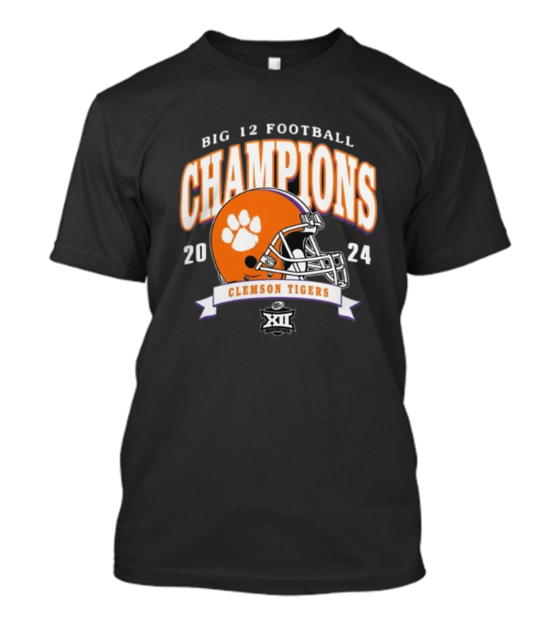 Clemson Tigers 2024 Big 12 Football Champions Helmet T-Shirt