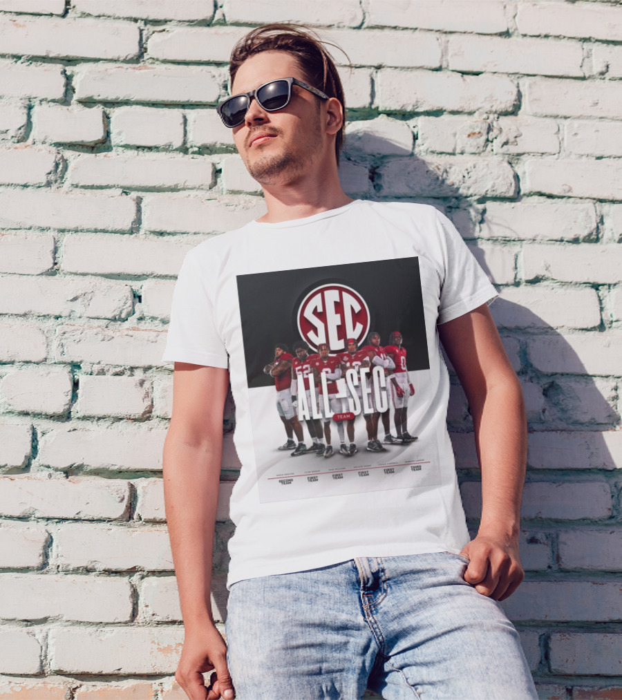 Alabama Crimson Tide SEC All Team Selections Proctor Booker Williams Moore Campbell Lawson T-Shirt