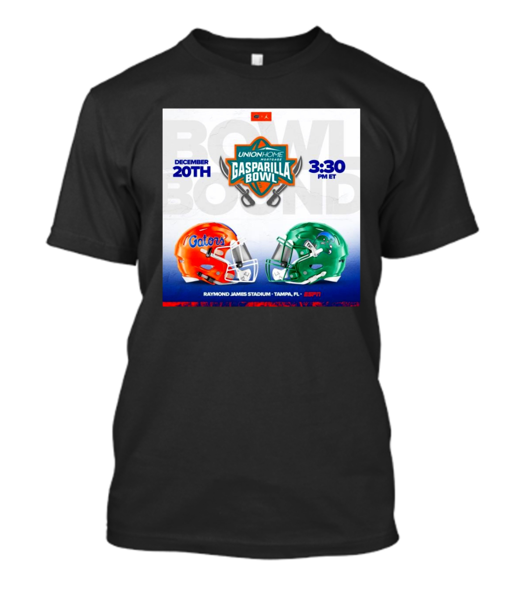 Gasparilla Bowl December 20th 3:30 PM ET Florida Gators Vs Tulane Green Wave Raymond James Stadium Tampa FL ESPN T-Shirt