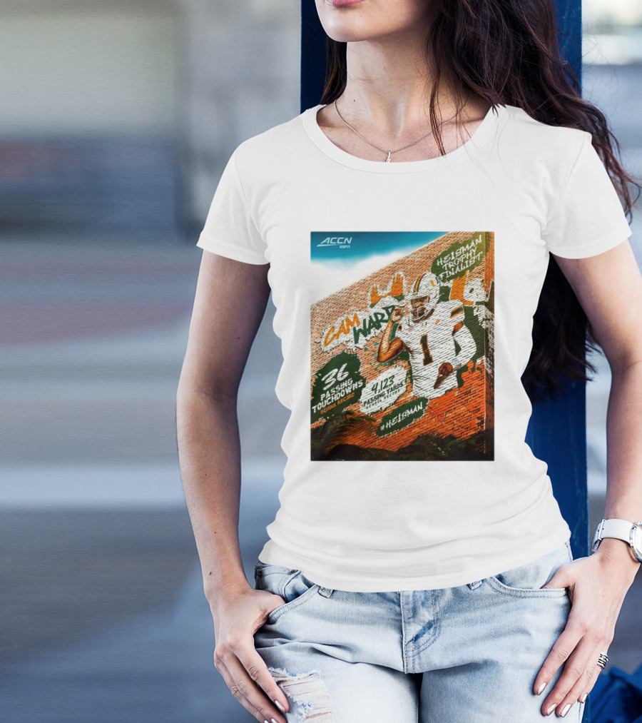 Cam Ward Miami Hurricanes Heisman Trophy Finalist 36 Passing Touchdowns 4123 Passing Yards #Heisman ACCN ESPN T-Shirt