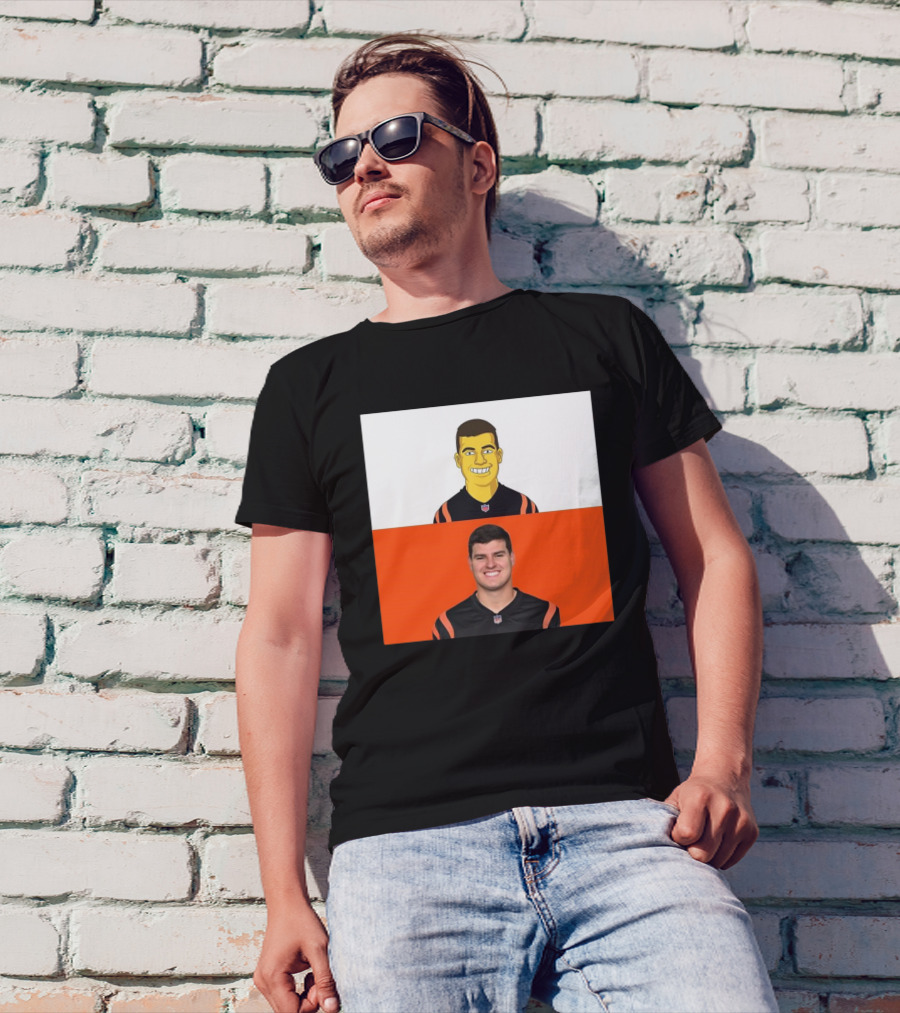 The Simpsons And Cincinnati Bengals Trey Hendrickson NFL Crossover T-Shirt