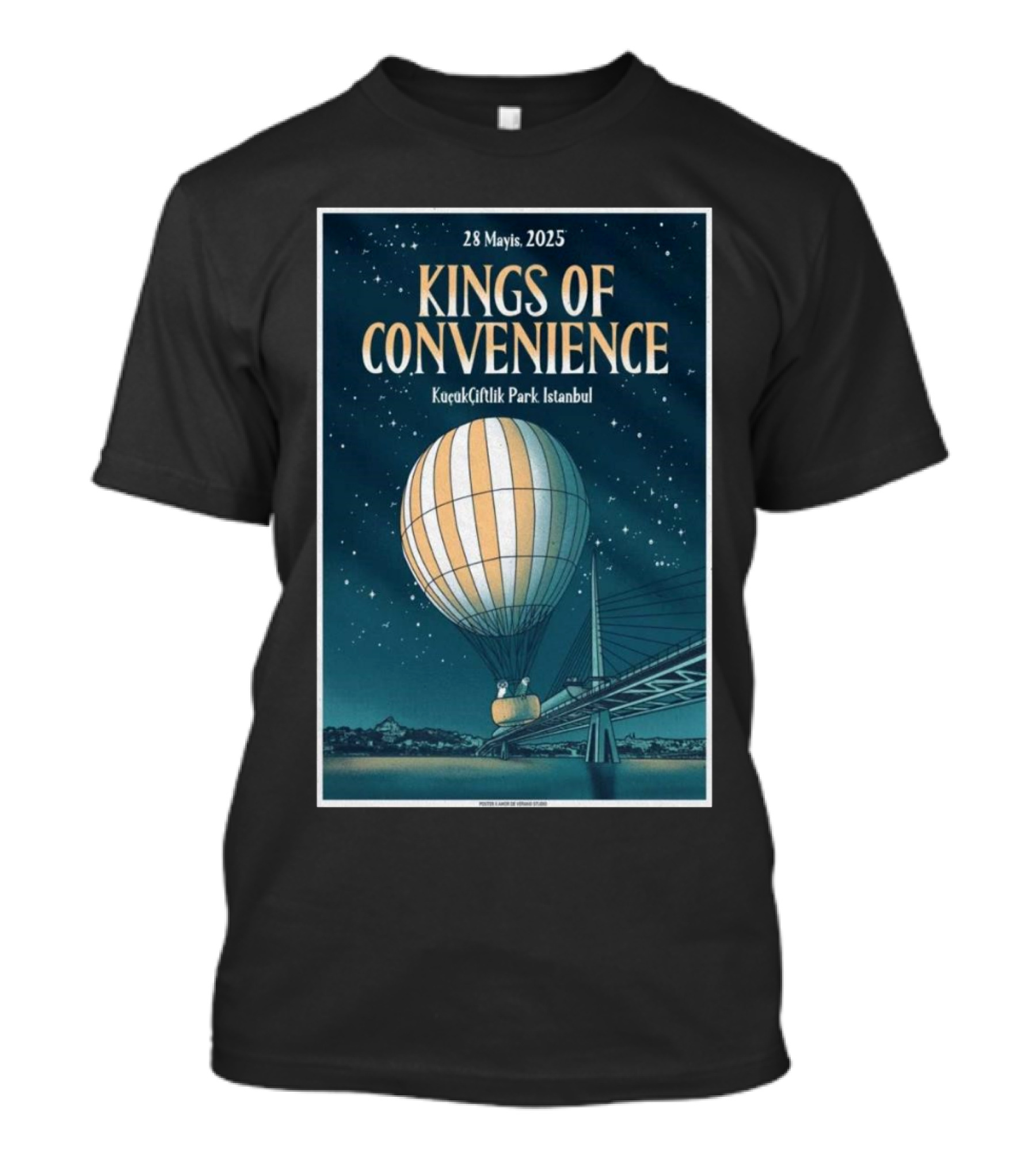 Kings Of Convenience Kucukciftlik Park Istanbul 28 Mayis 2025 Hot Air Balloon Night Sky Concert Event T-Shirt
