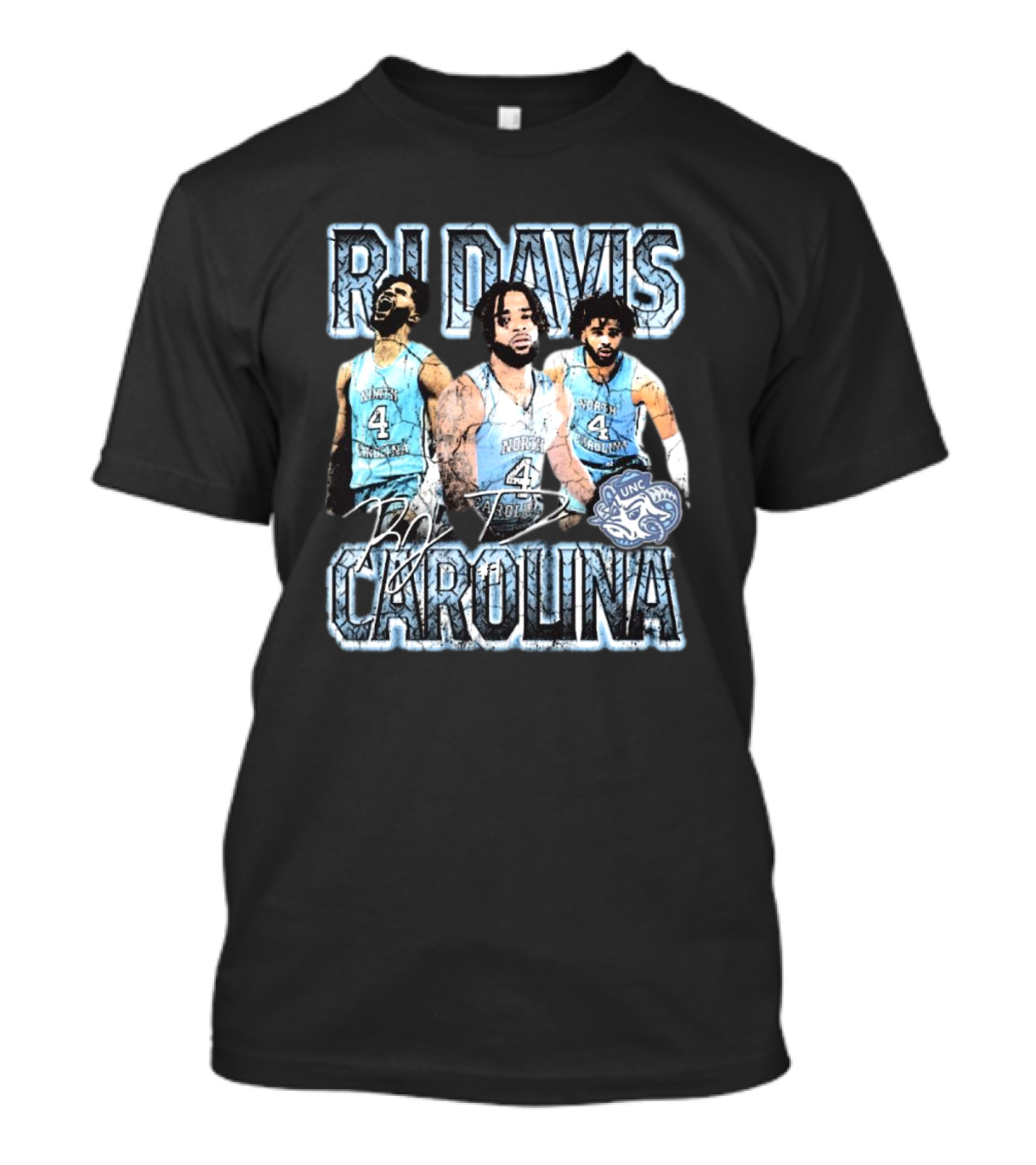 RJ Davis North Carolina Basketball UNC Tar Heels 90s Signature T-Shirt