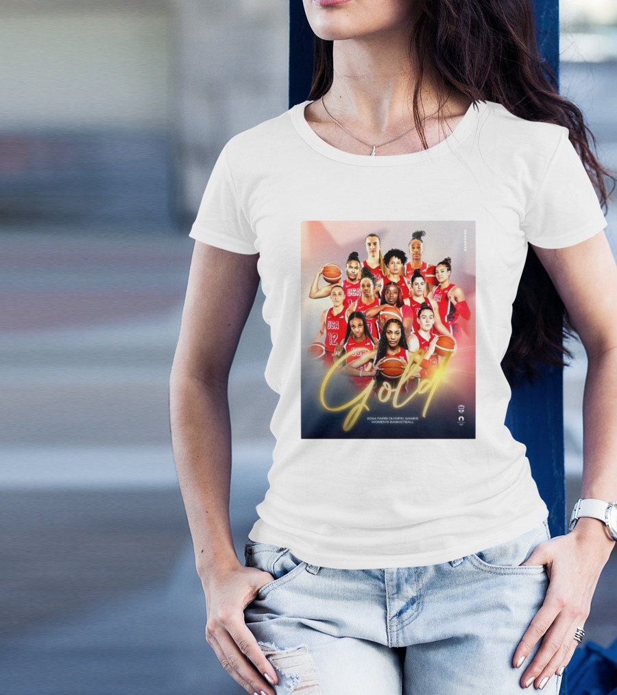USABWNT Gold 2024 Paris Olympic Games Women’s Basketball Eighth-Straight Olympic Gold T-Shirt