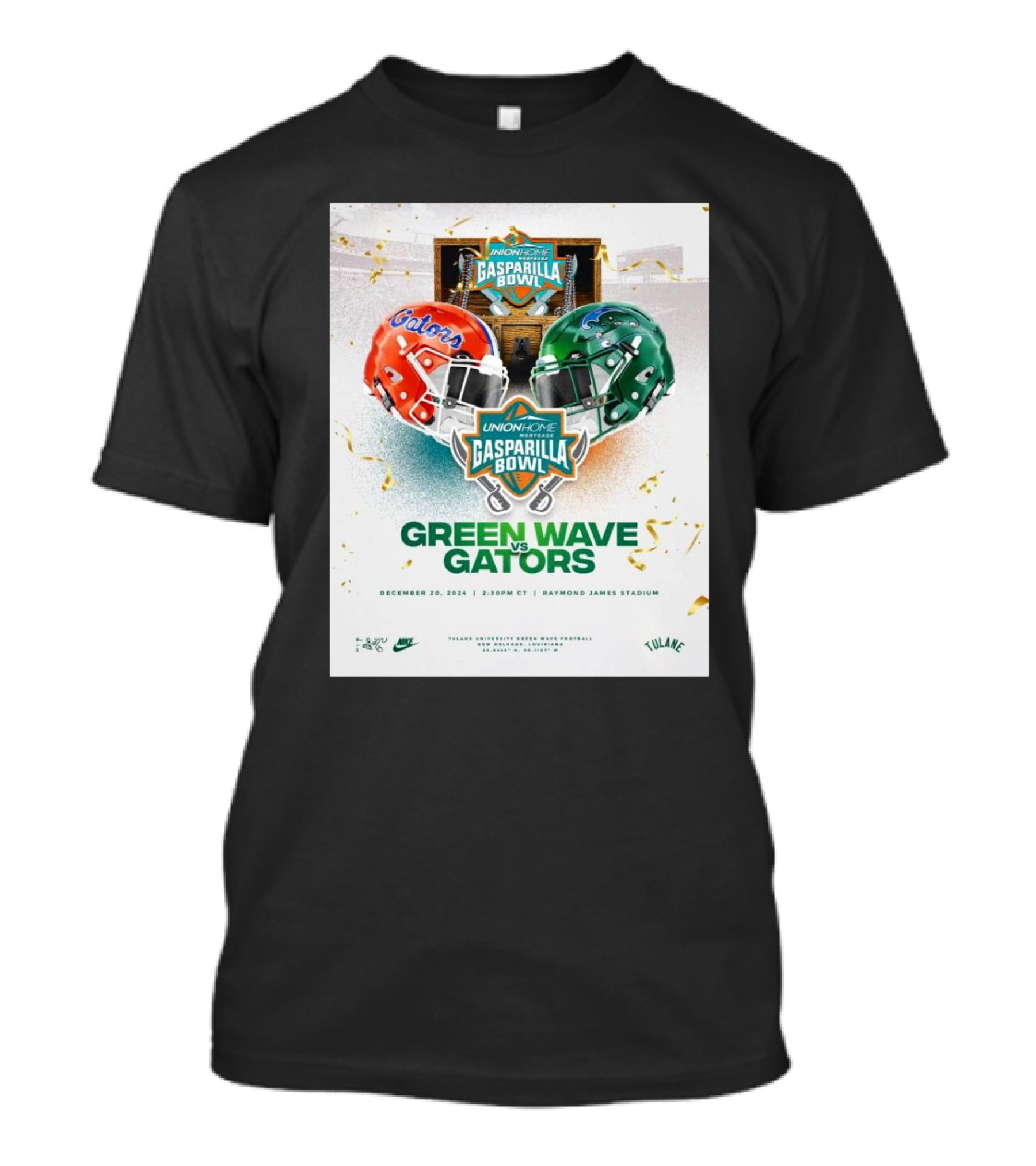 Green Wave Vs Gators Union Home Gasparilla Bowl December 20 2024 Raymond James Stadium T-Shirt