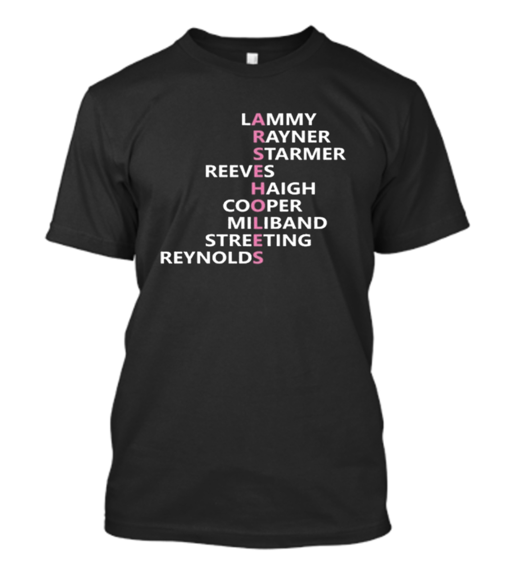 Lammy Rayner Starmer Reeves Haigh Cooper Miliband Streeting Reynolds Arseholes T-Shirt