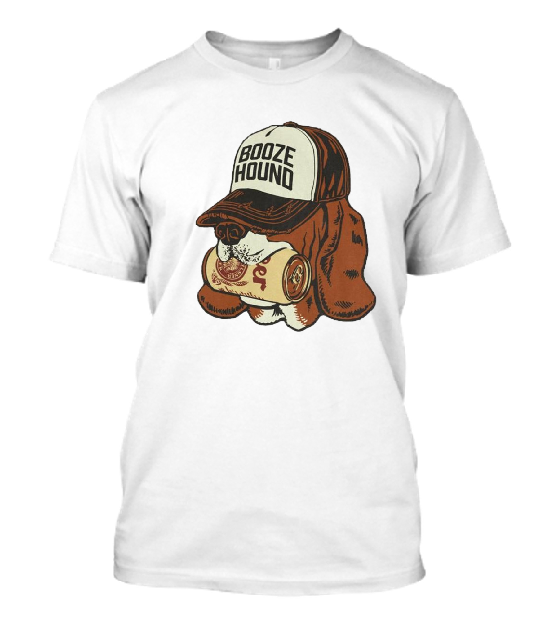 United State Of Indiana Booze Hound Dog With Hat And Beer Can T-Shirt