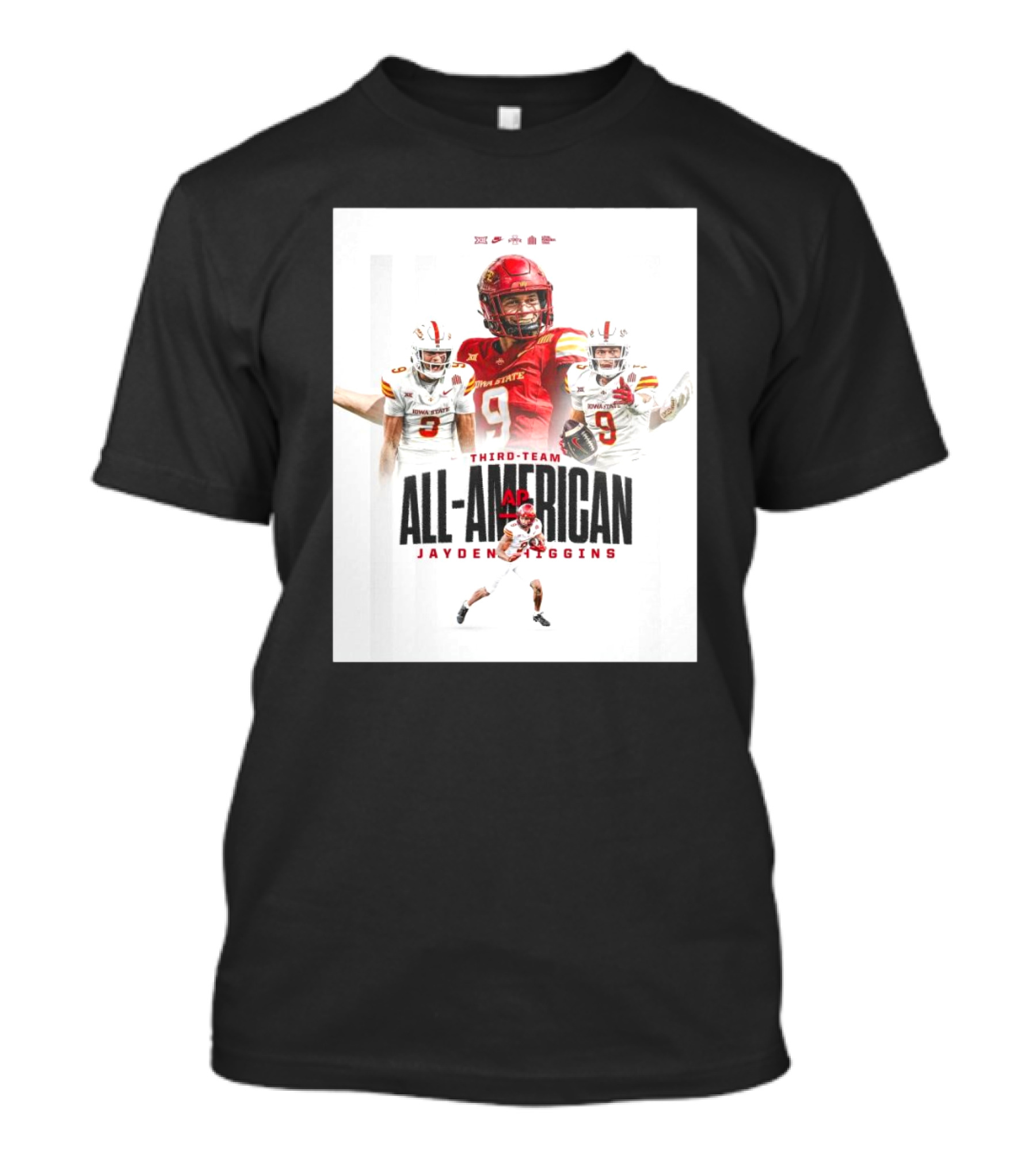 Iowa State Cyclones Jayden Higgins 2024 Third-Team All-American Football T-Shirt