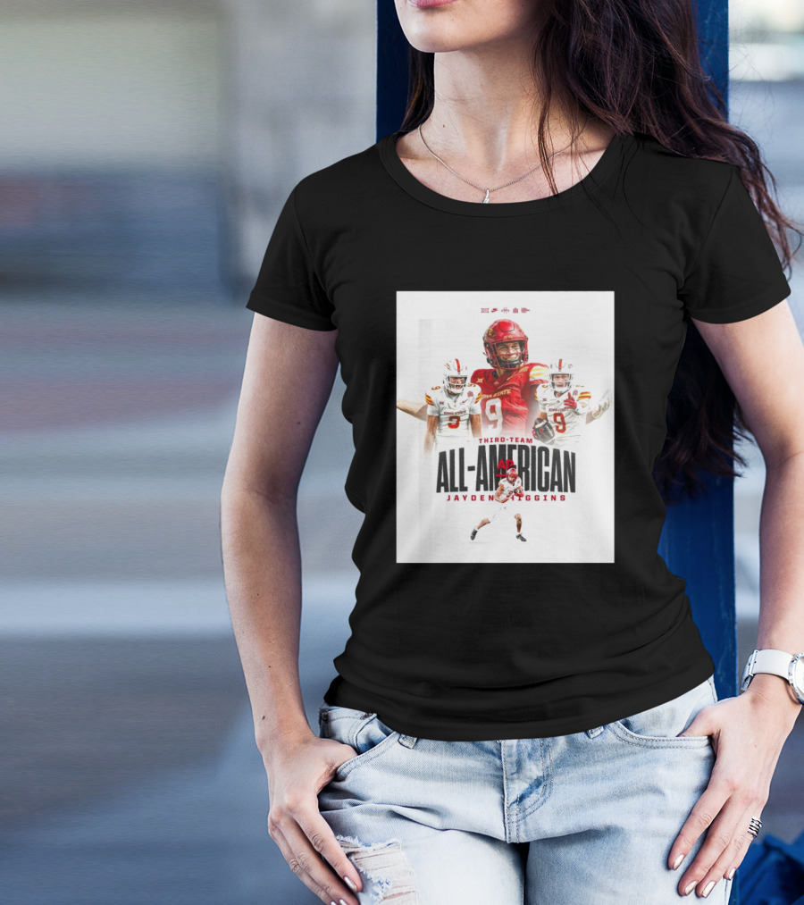 Iowa State Cyclones Jayden Higgins 2024 Third-Team All-American Football T-Shirt