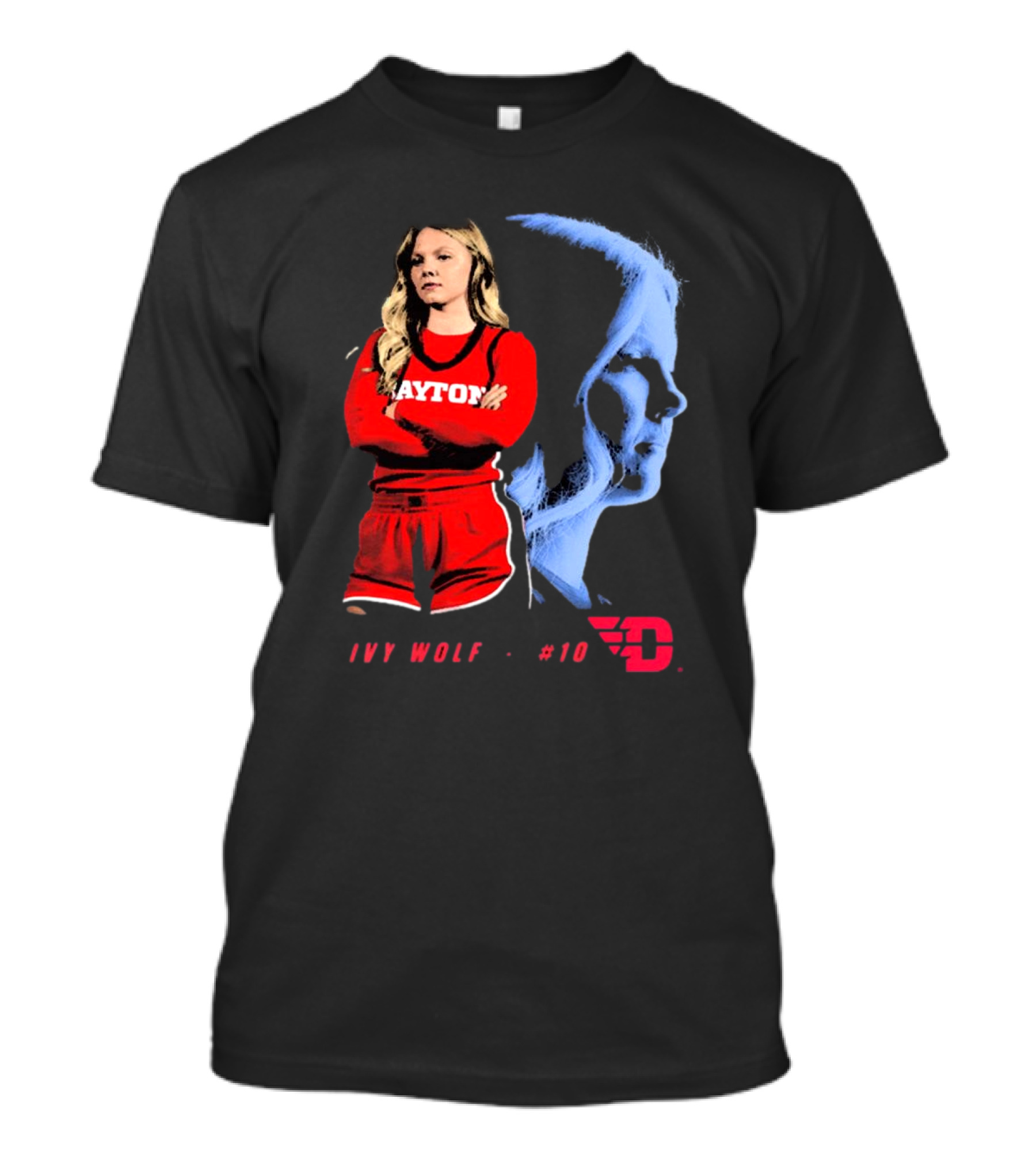 Ivy Wolf Dayton Flyers #10 Basketball Portrait With Team T-Shirt