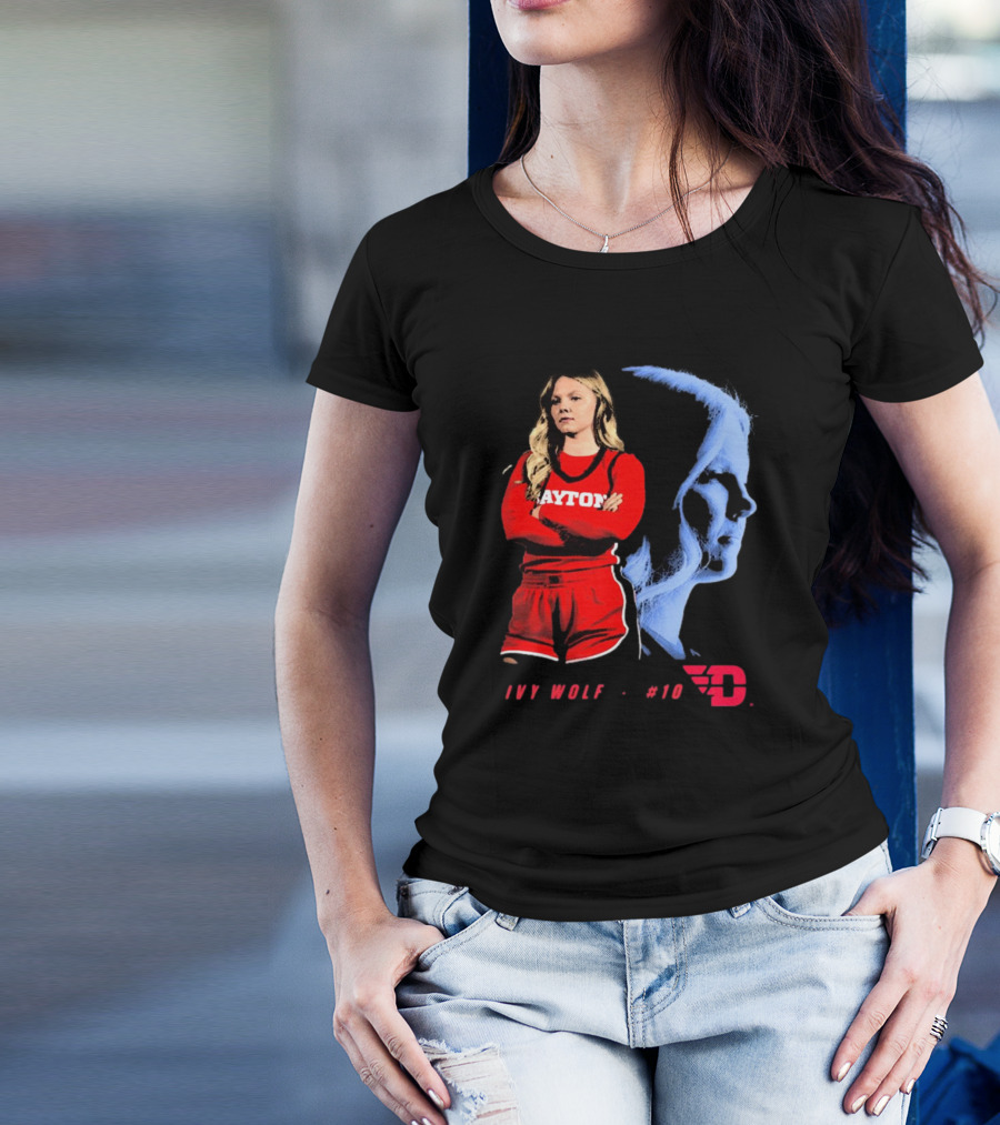 Ivy Wolf Dayton Flyers #10 Basketball Portrait With Team T-Shirt
