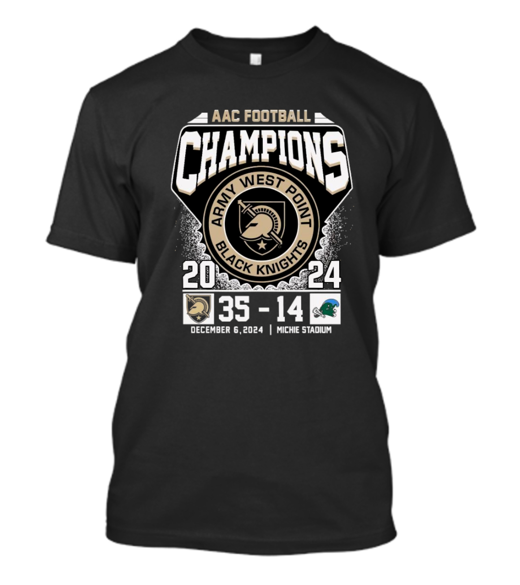 AAC Football Champions Army West Point Black Knights 35-14 December 6 2024 Michie Stadium T-Shirt