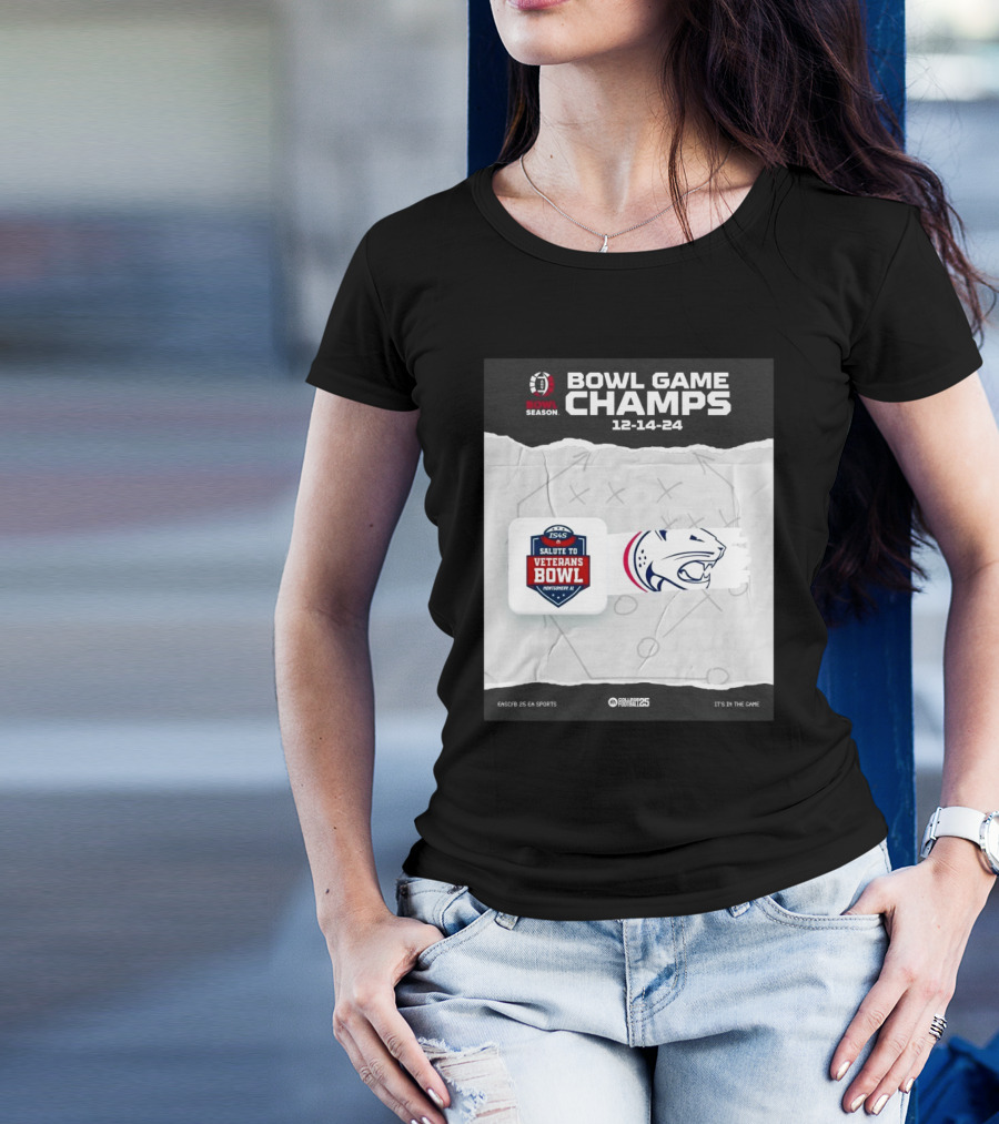 Bowl Game Champs 12-14-24 Salute To Veterans Bowl Season South Alabama Jaguars T-Shirt
