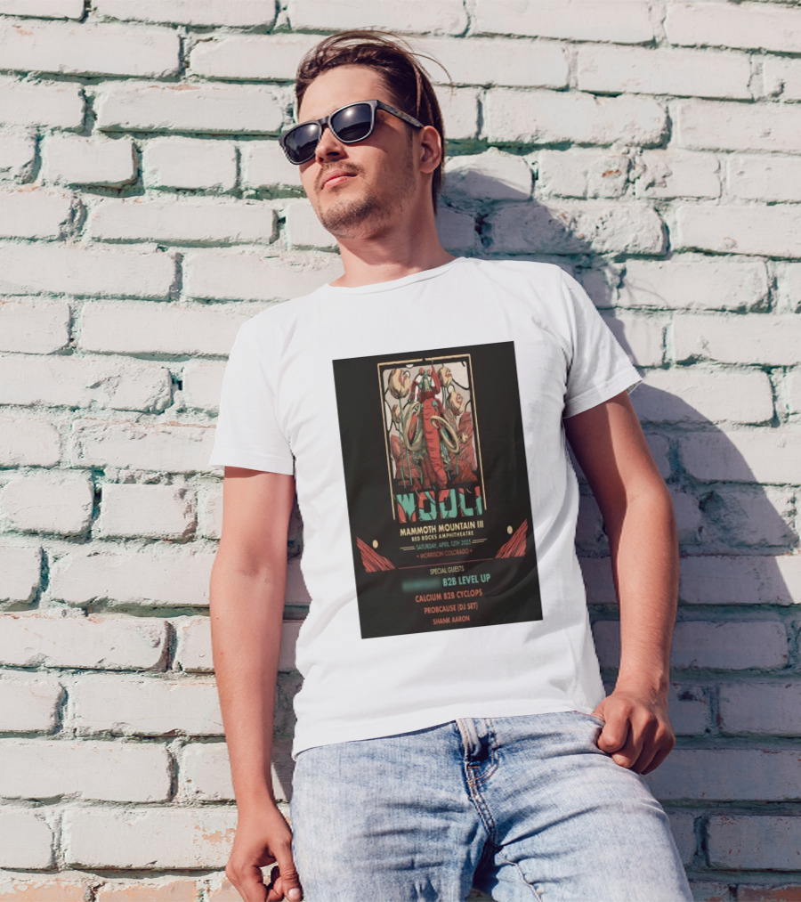 Wooli Mammoth Mountain III Red Rocks Amphitheatre Morrison CO April 12 2025 Special Guests B2B Level Up Calcium Cyclops ProbCause Shank Aaron T-Shirt