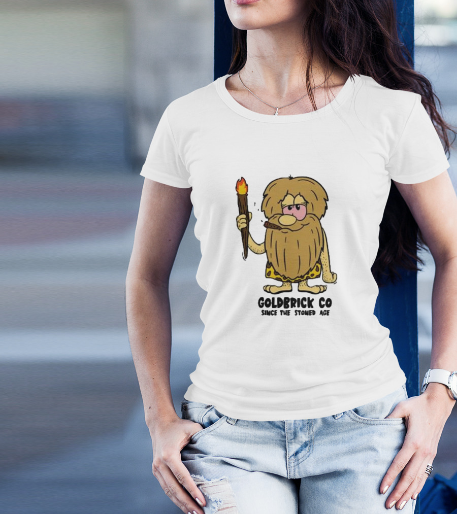 Goldbrick Co Since The Stoned Age Caveman With Torch And Cigar T-Shirt