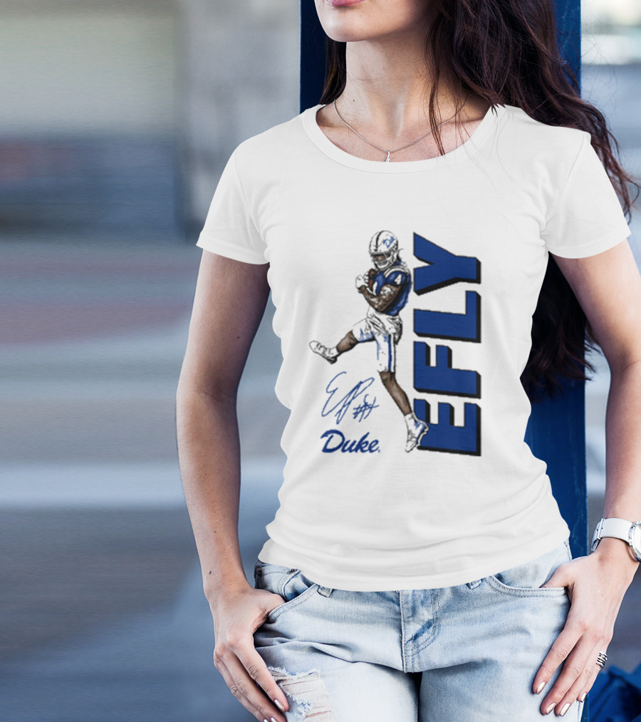 Eli Pancol #4 Duke Blue Devils EFLY Football Signature T-Shirt