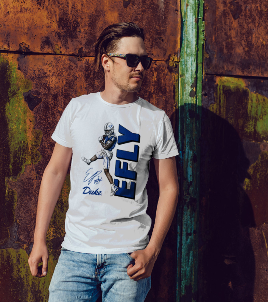 Eli Pancol #4 Duke Blue Devils EFLY Football Signature T-Shirt
