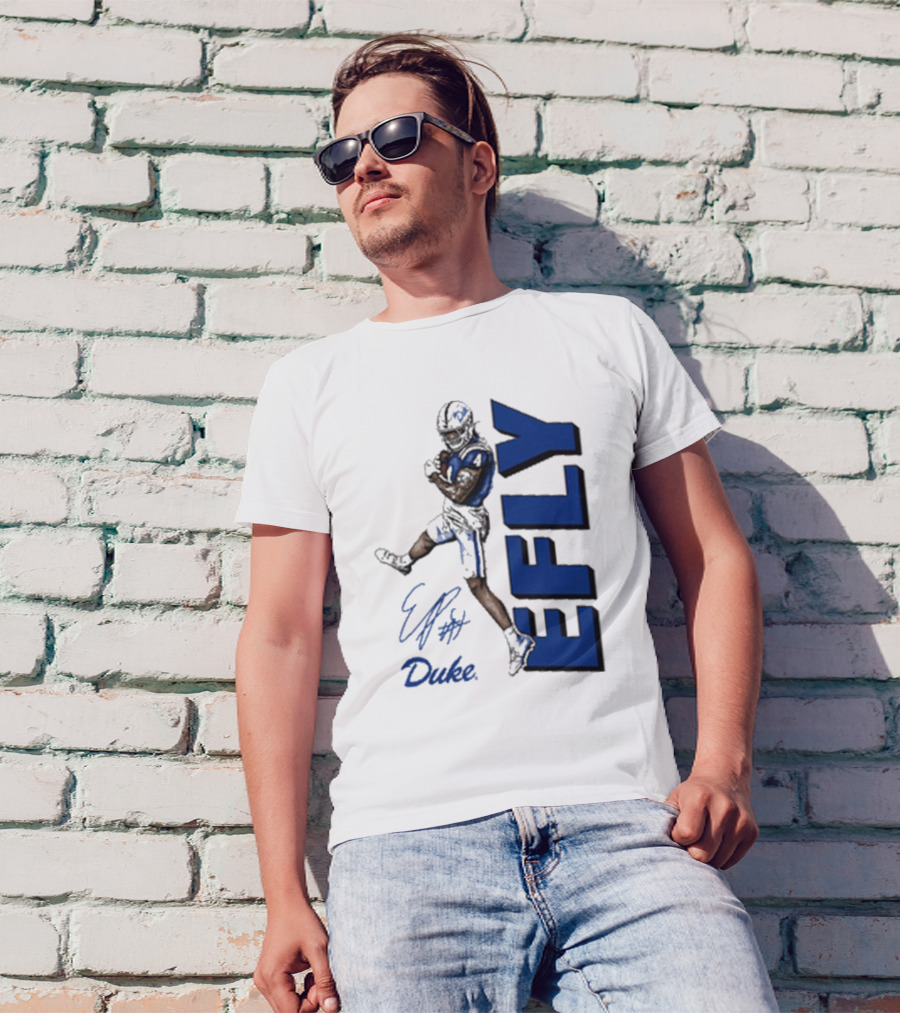Eli Pancol #4 Duke Blue Devils EFLY Football Signature T-Shirt